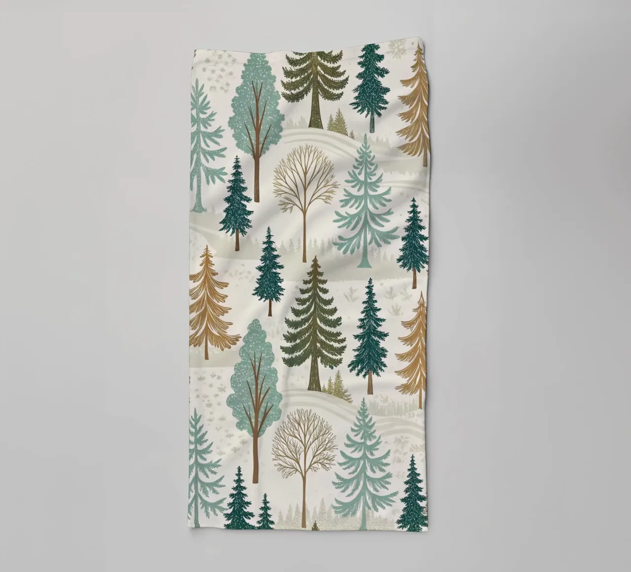 Winter Forest Serenity: A Seamless Pattern of Evergreen Tree towel by Artistic-shop
