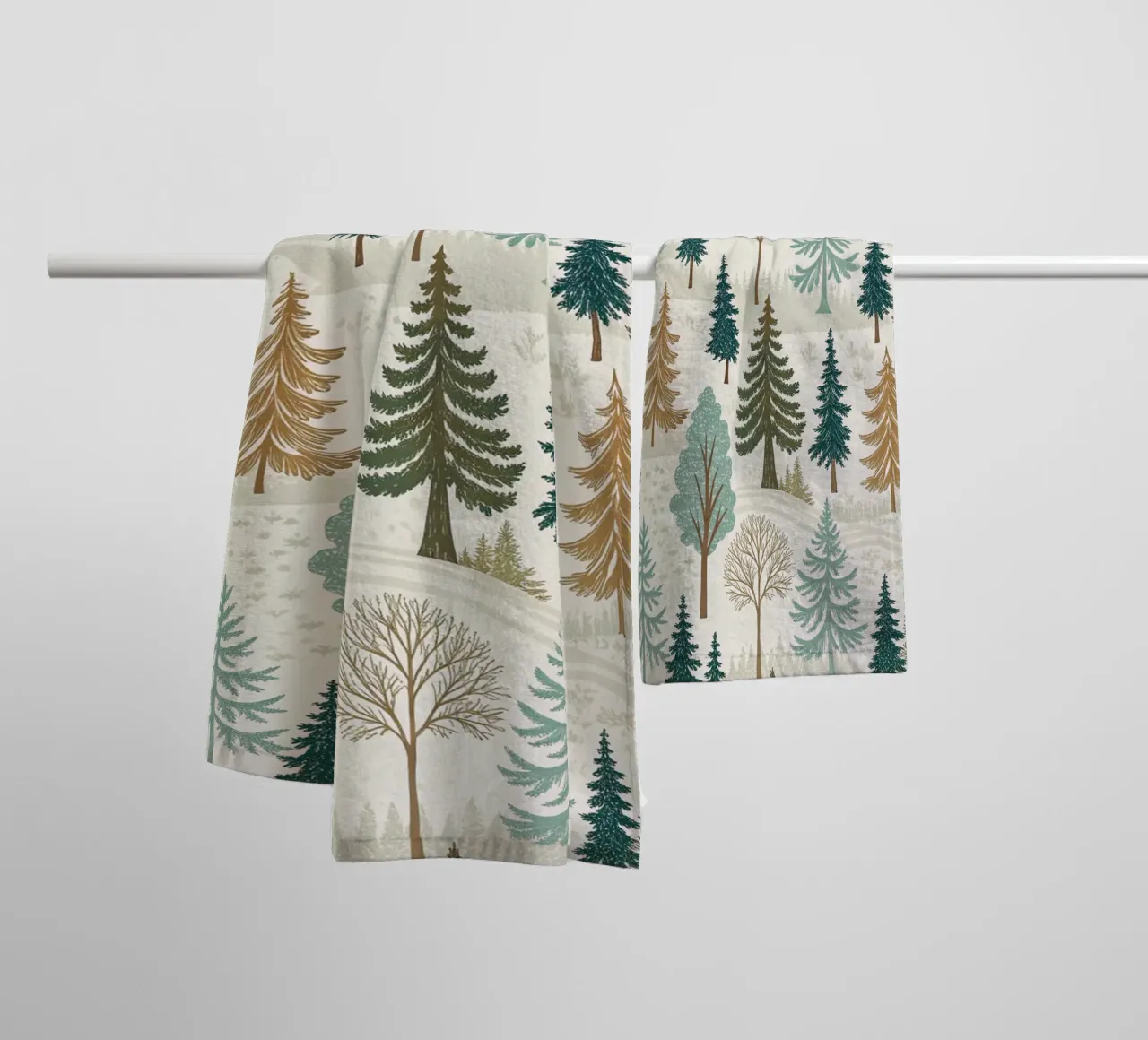 Winter Forest Serenity: A Seamless Pattern of Evergreen Tree towel by Artistic-shop