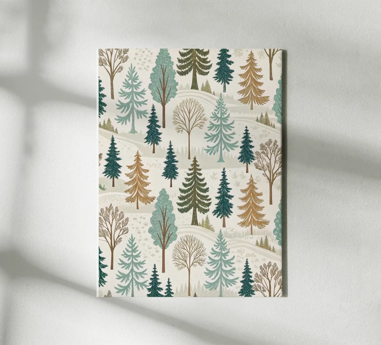 Winter Forest Serenity: A Seamless Pattern of Evergreen Tree canvas with Floater frame by Artistic-shop