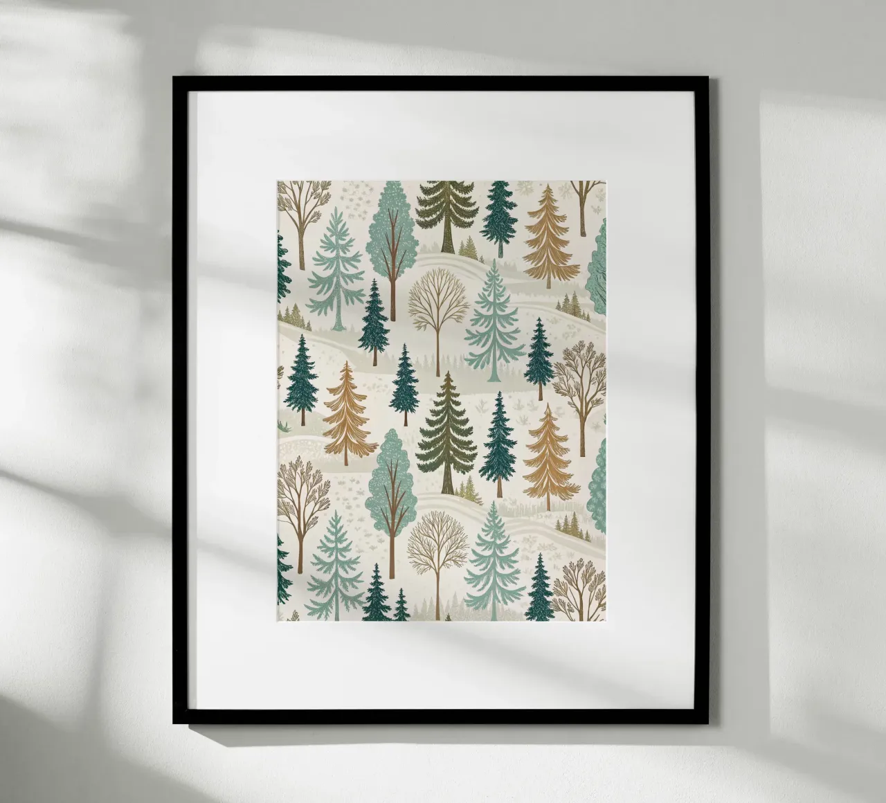 Winter Forest Serenity: A Seamless Pattern of Evergreen Tree poster by Artistic-shop