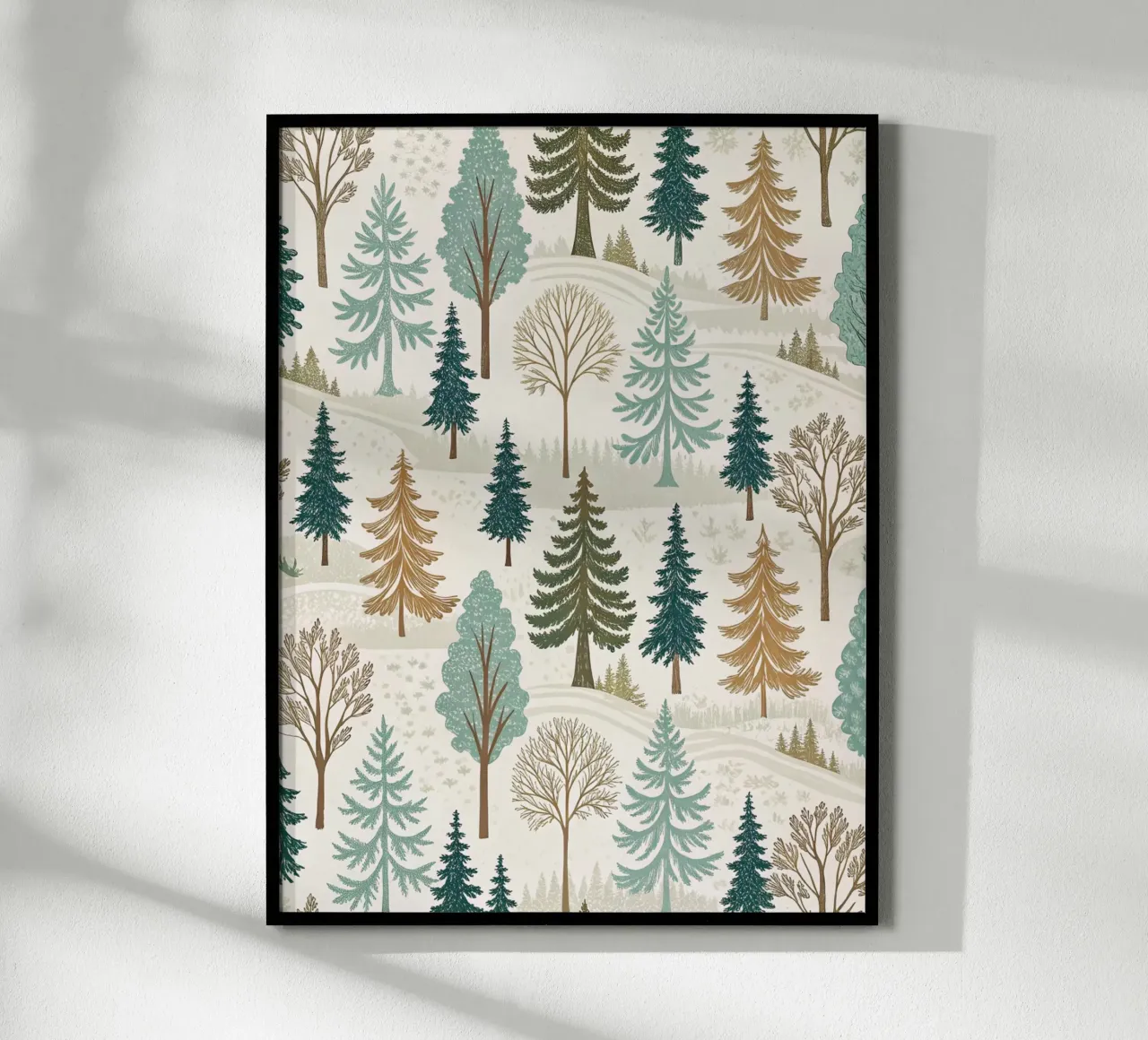 Winter Forest Serenity: A Seamless Pattern of Evergreen Tree poster by Artistic-shop