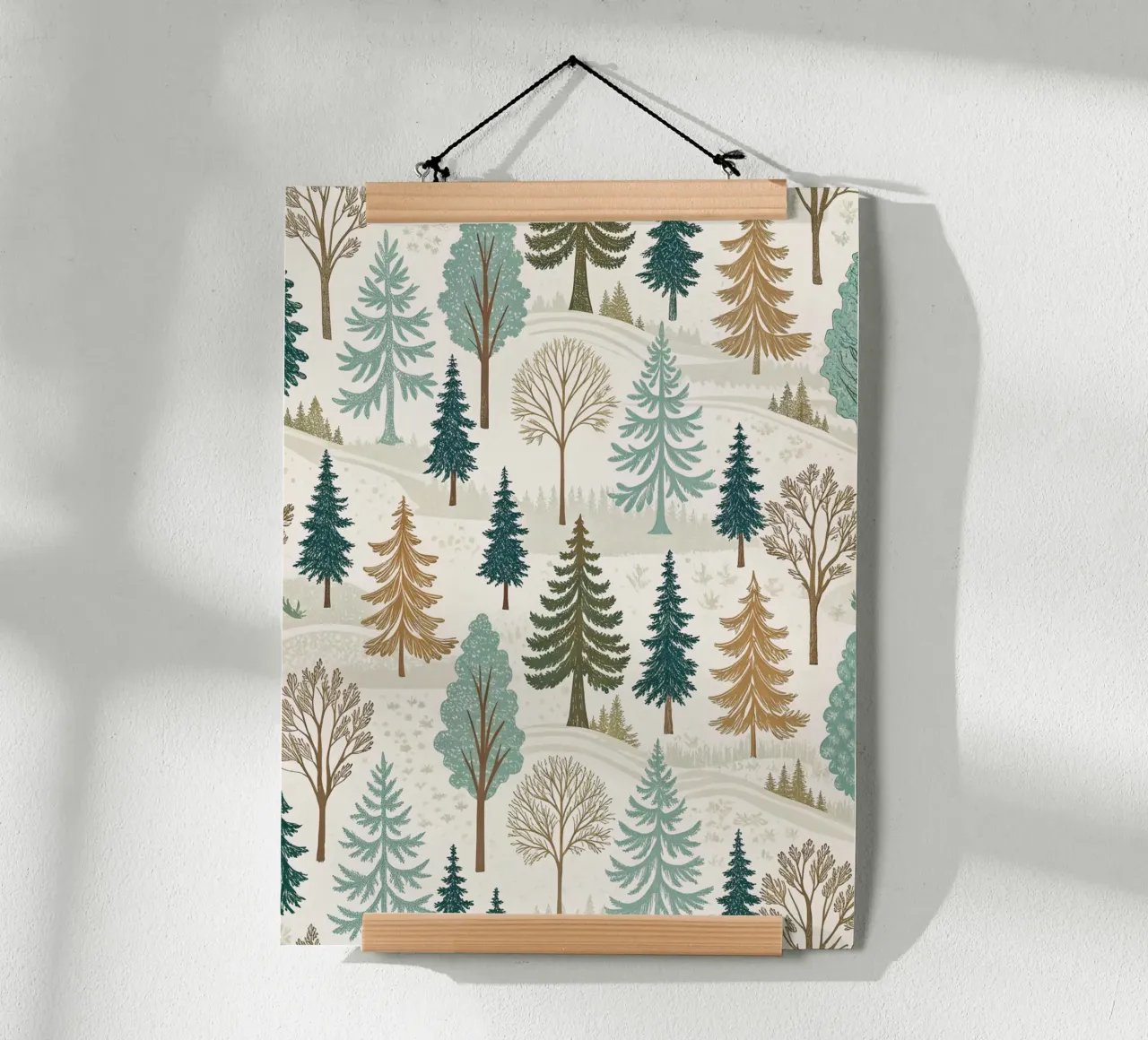 Winter Forest Serenity: A Seamless Pattern of Evergreen Tree poster by Artistic-shop