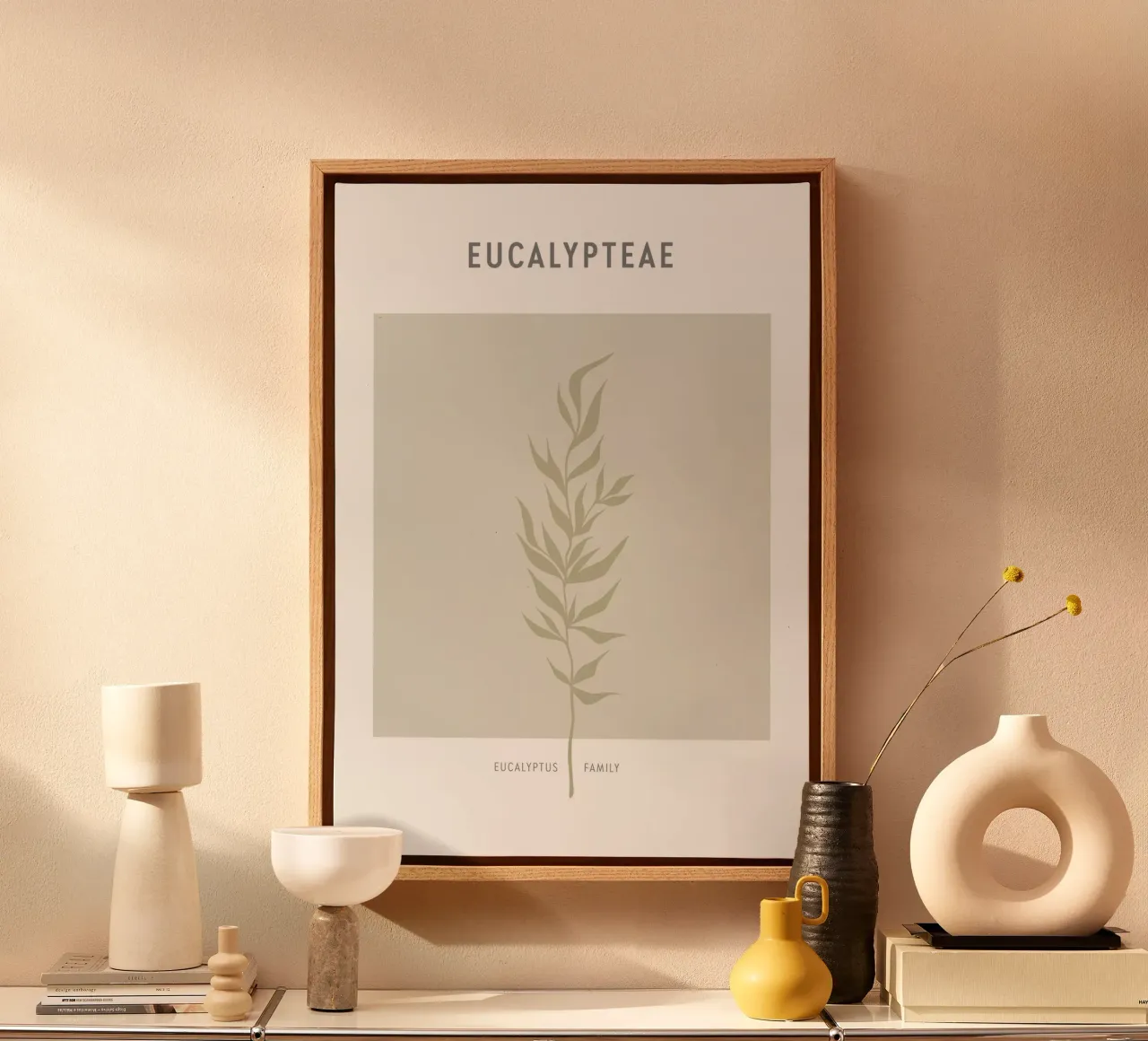 Boho Leaves 2 Eucalypteae tela con Cornice a cassetta da Boho Print Collection