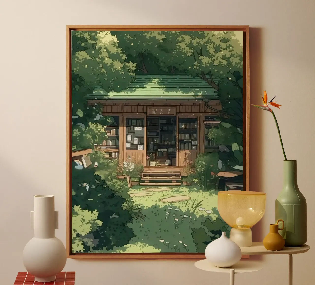 chill house in forest canvas met Baklijst van panada