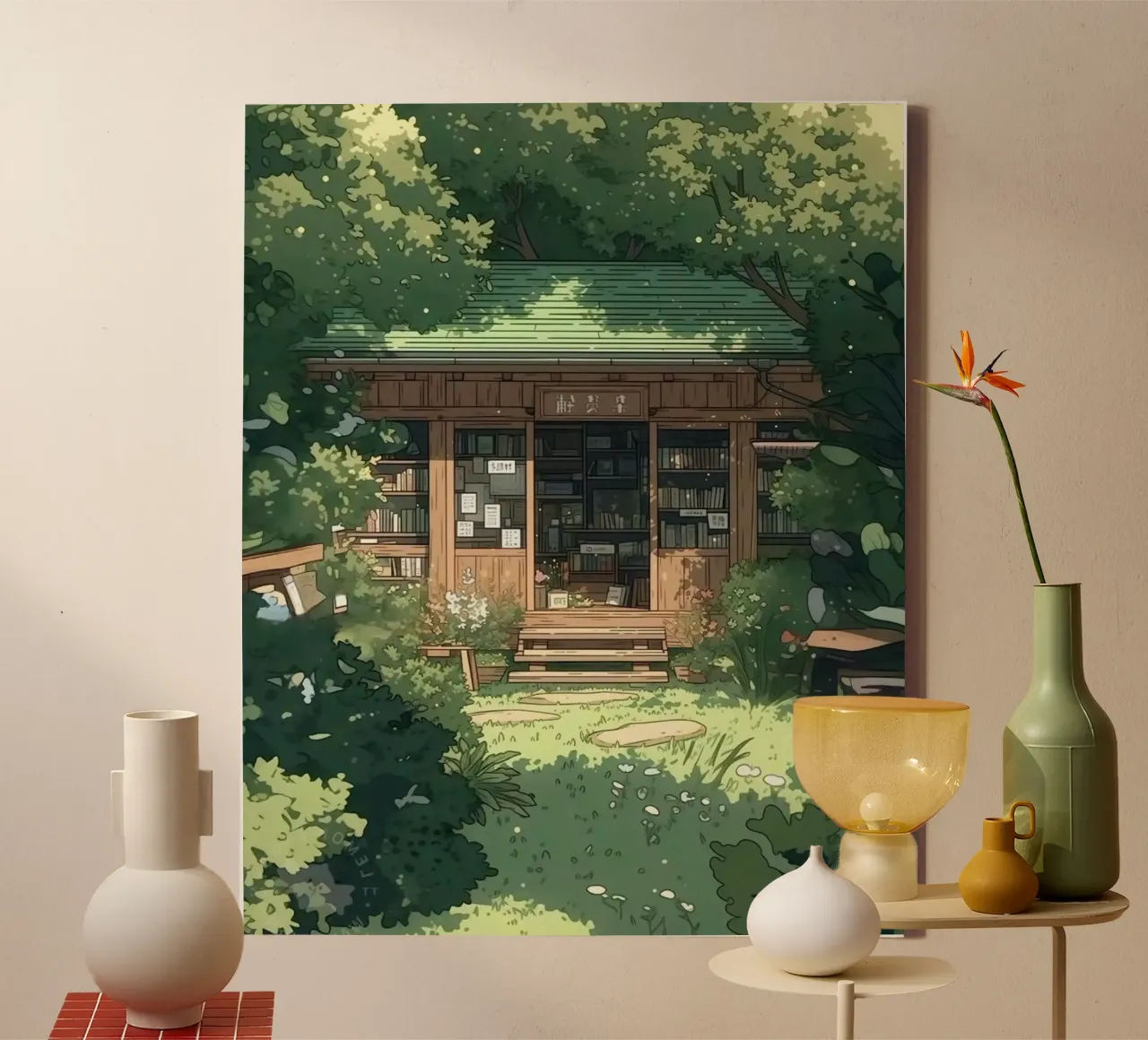 chill house in forest canvas met Baklijst van panada