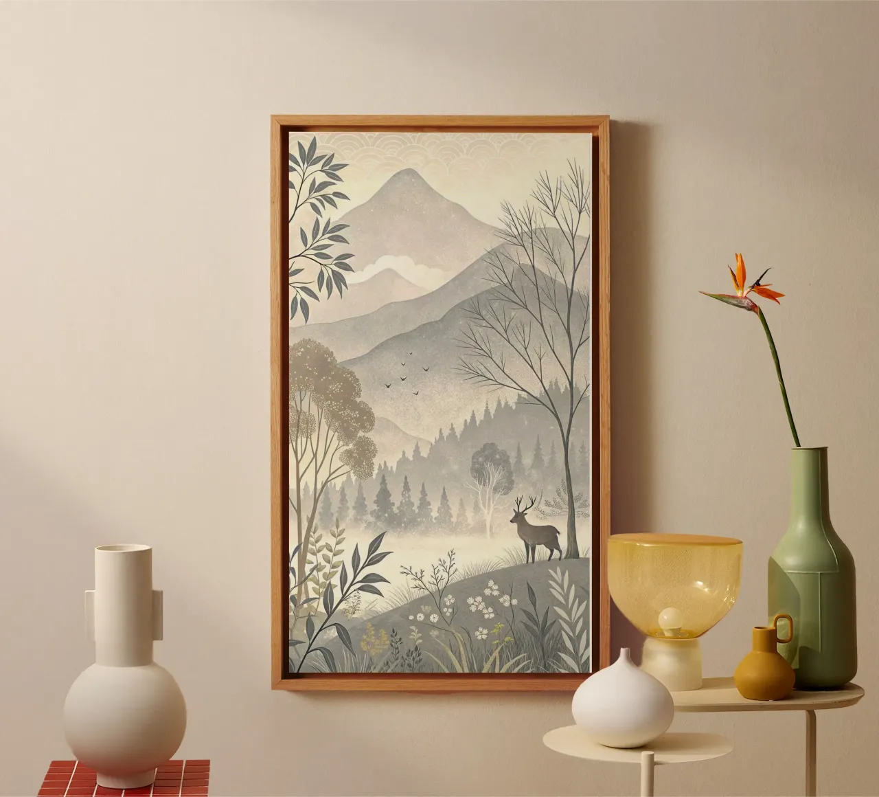 in forest animal and tree tela con Cornice a cassetta da huminity