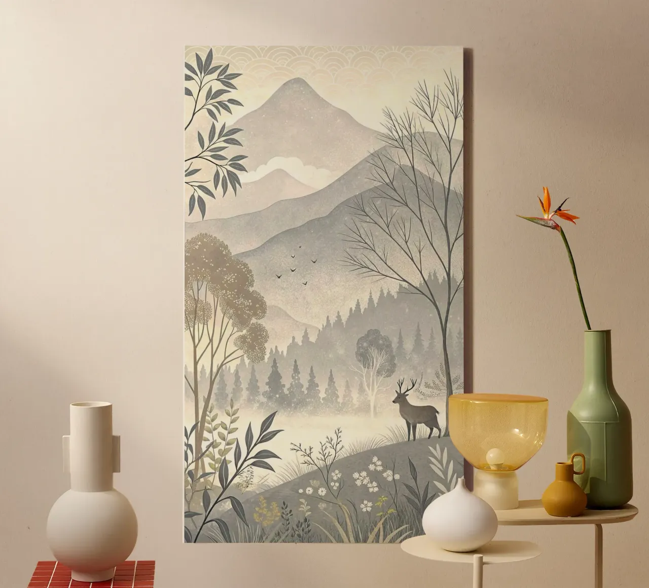 in forest animal and tree tela con Cornice a cassetta da huminity