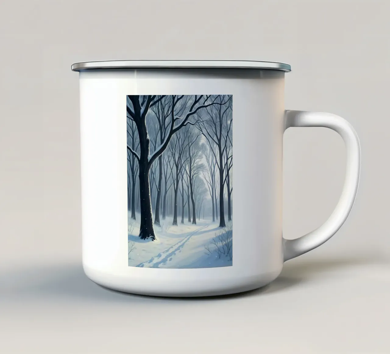 Sussurri di pace invernale tazza in smalto da Artistic-shop