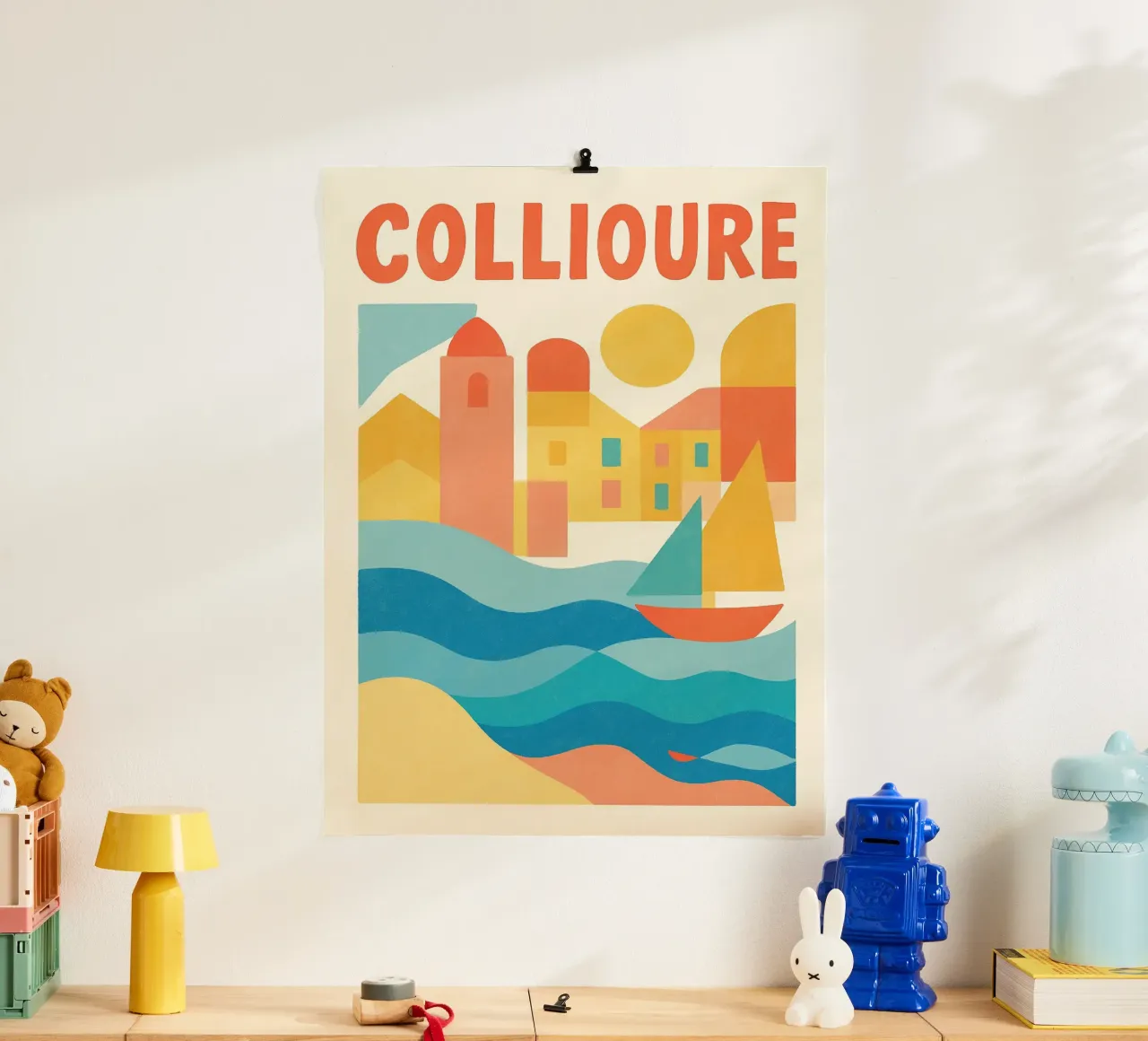 Poster d'epoca di Collioure - colori fauvisti e porto poster con telaio in plastica da JETLAG | affiches voyage