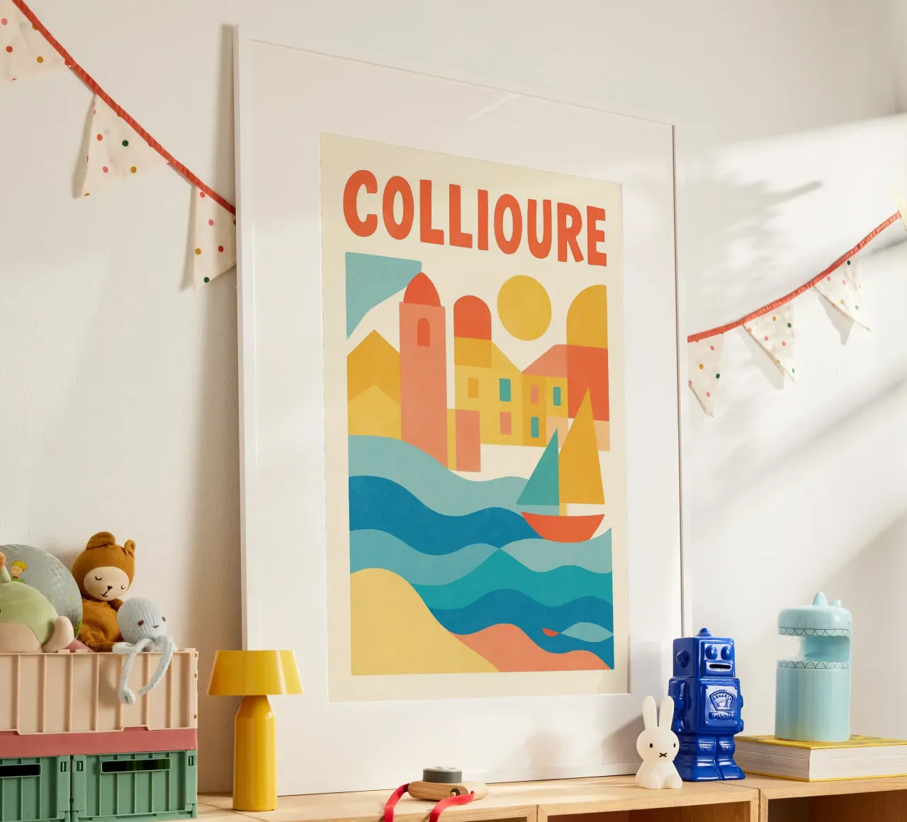 Poster d'epoca di Collioure - colori fauvisti e porto poster con telaio in plastica da JETLAG | affiches voyage