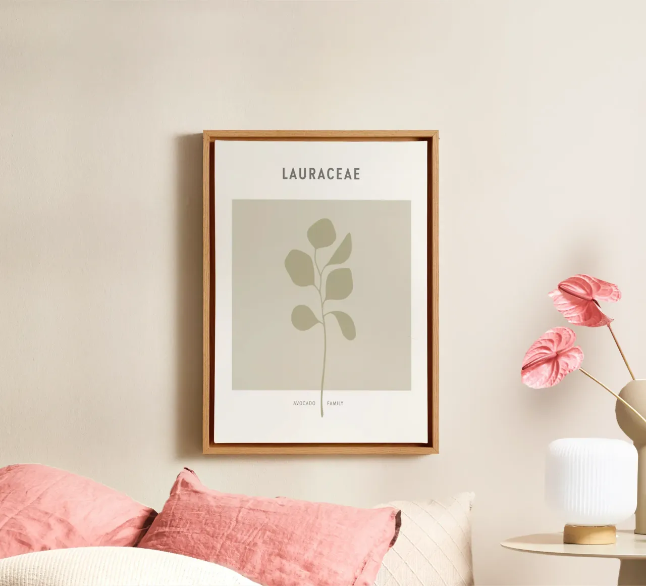 Boho Leaves 2 Lauraceae tela con Cornice a cassetta da Boho Print Collection