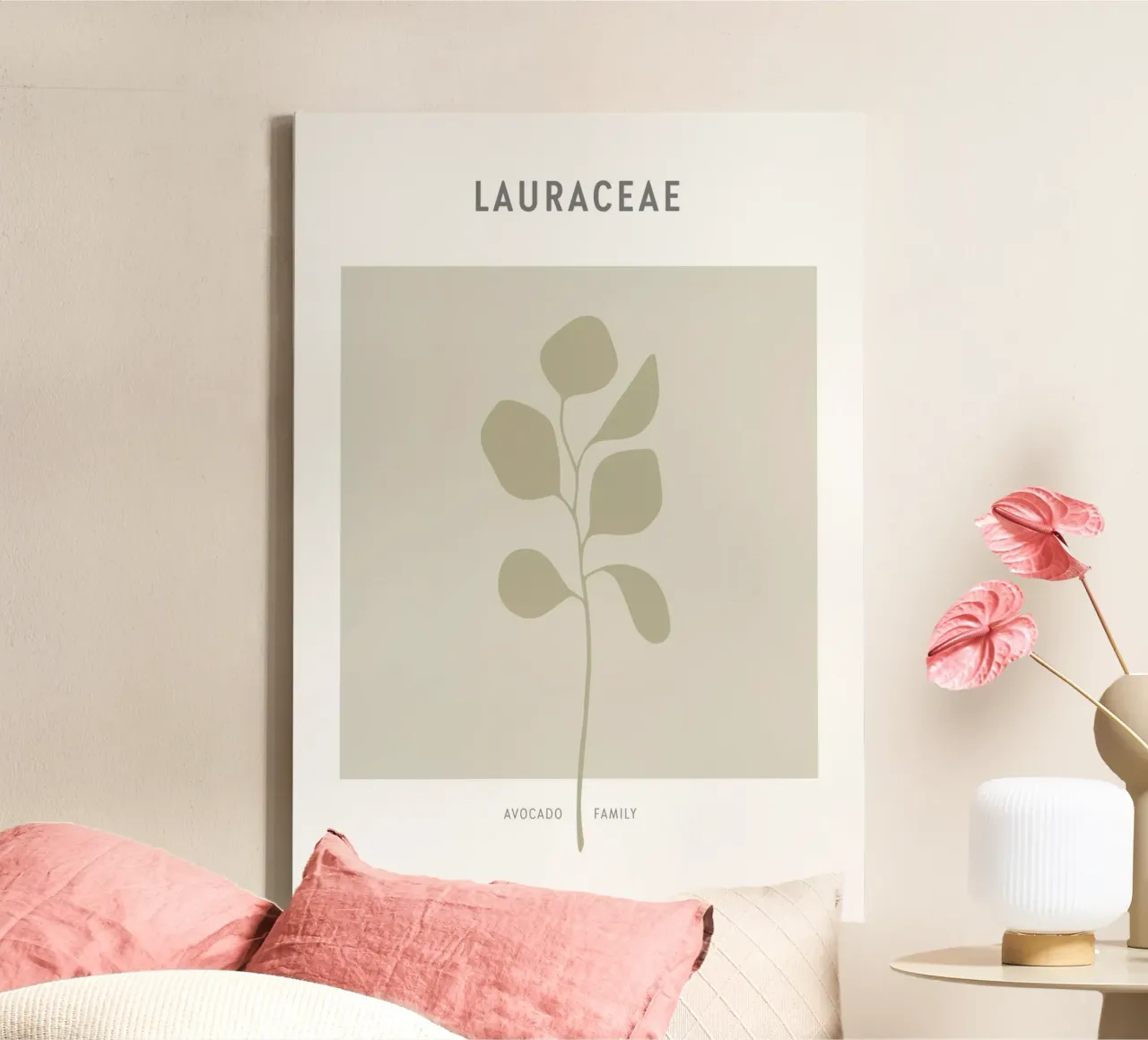 Boho Leaves 2 Lauraceae tela con Cornice a cassetta da Boho Print Collection