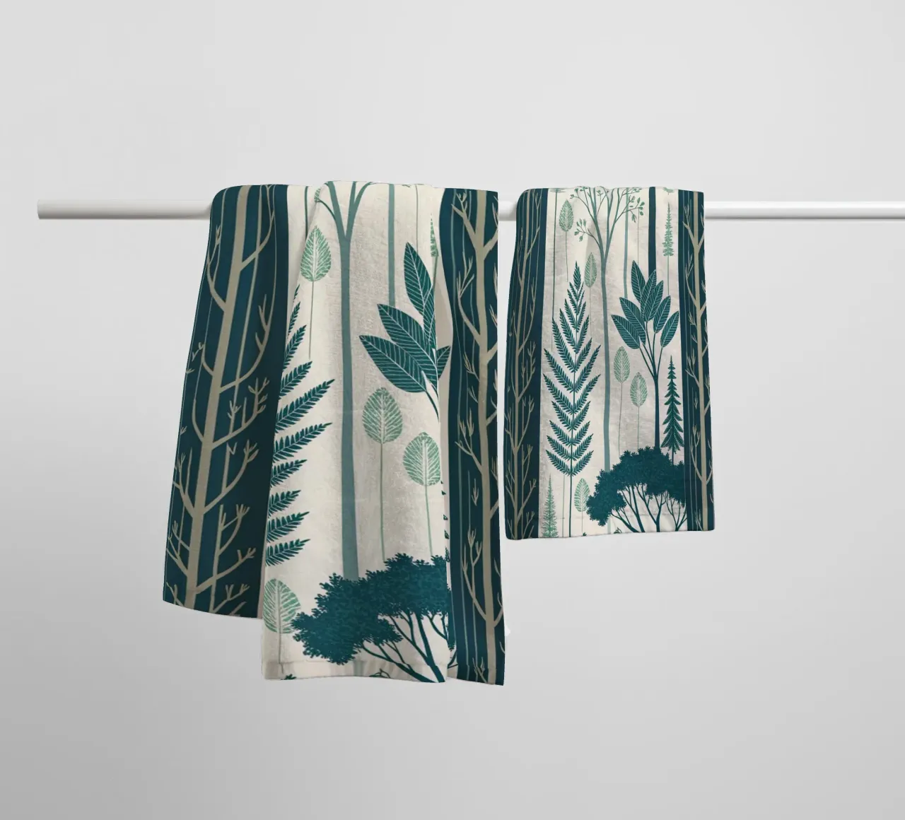 Scandinavian-Inspired Nature Art Print with Ferns towel by Artistic-shop