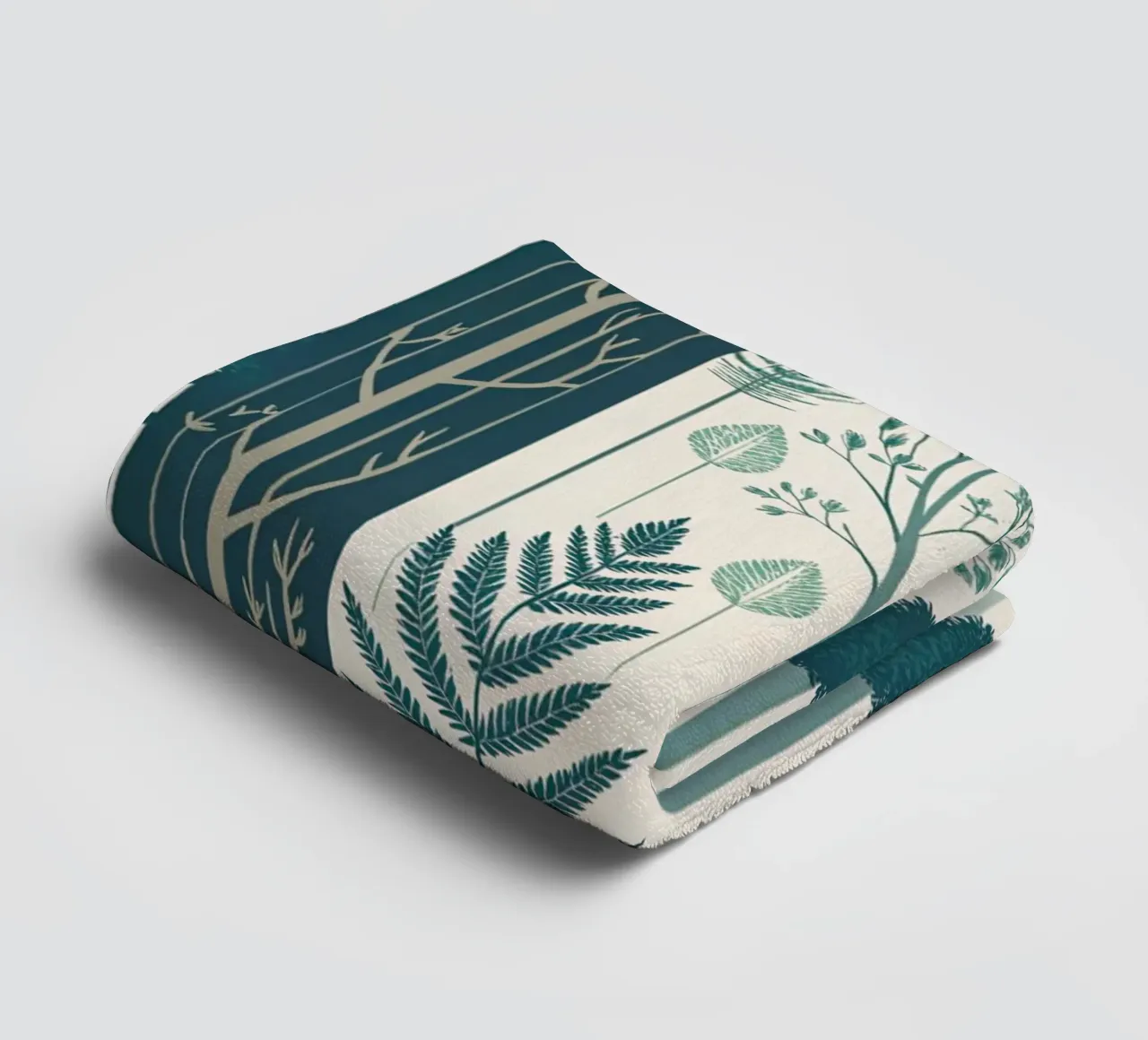 Scandinavian-Inspired Nature Art Print with Ferns towel by Artistic-shop