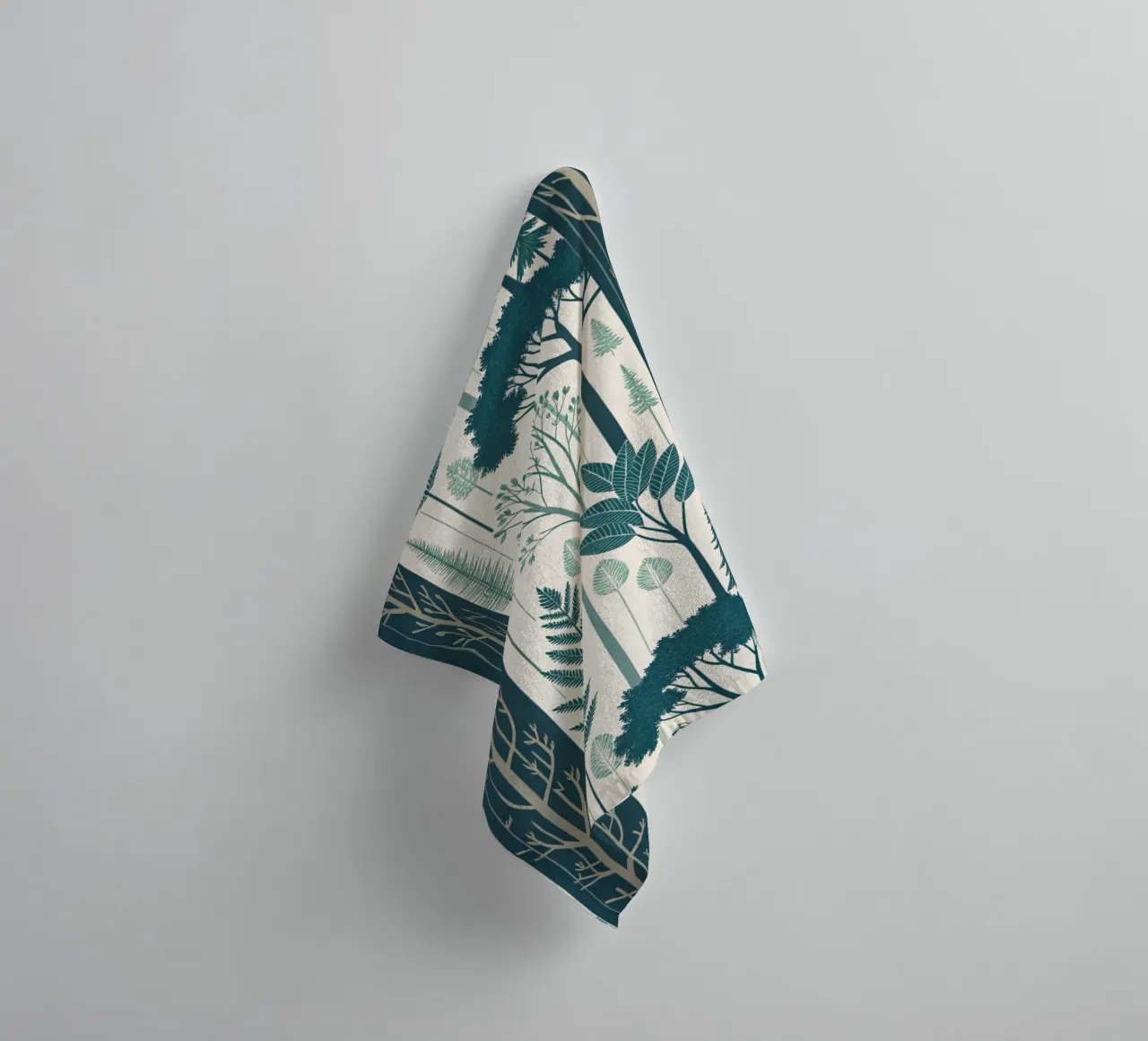 Scandinavian-Inspired Nature Art Print with Ferns towel by Artistic-shop