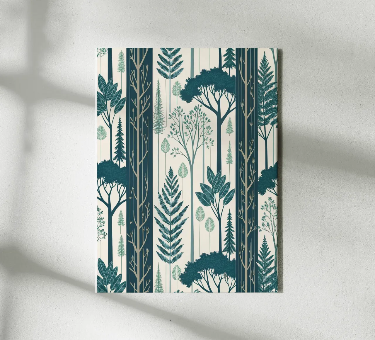 Scandinavian-Inspired Nature Art Print with Ferns canvas with Floater frame by Artistic-shop