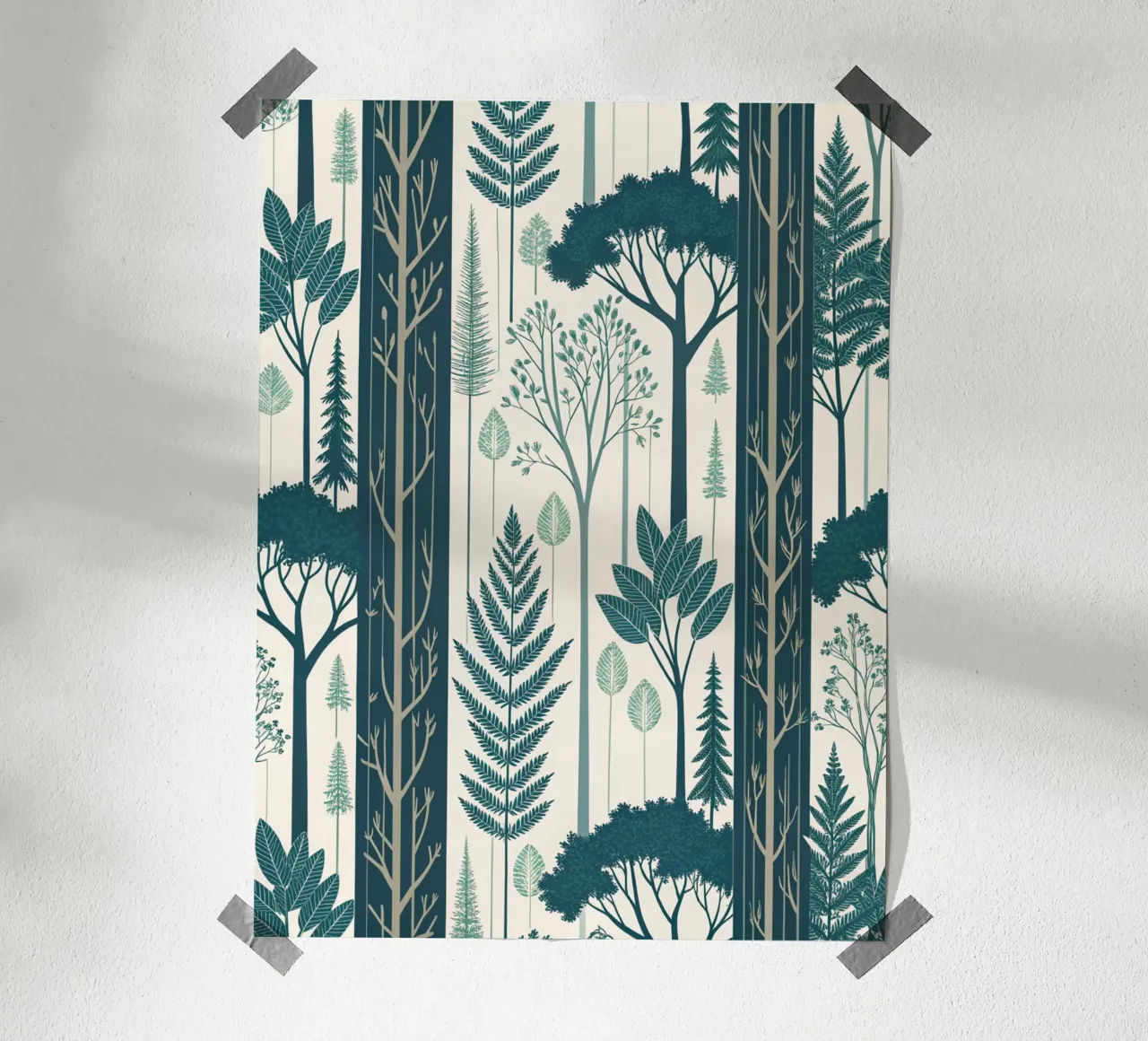 Scandinavian-Inspired Nature Art Print with Ferns poster by Artistic-shop