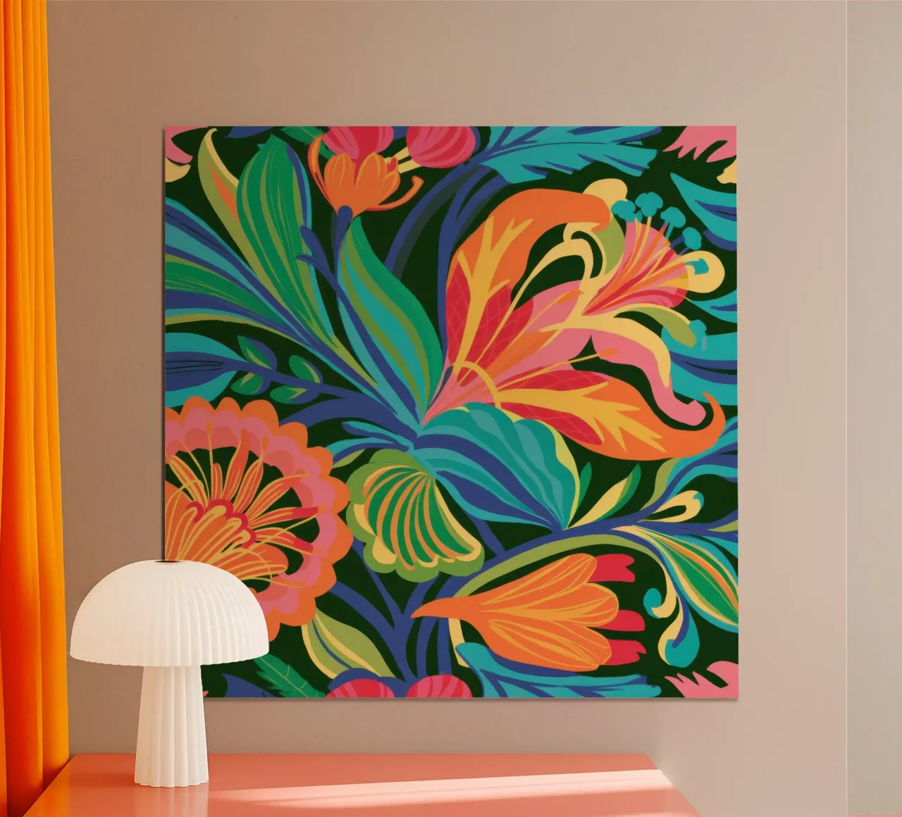 Danza floreale crepuscolare poster con telaio in alluminio da Echo Saber