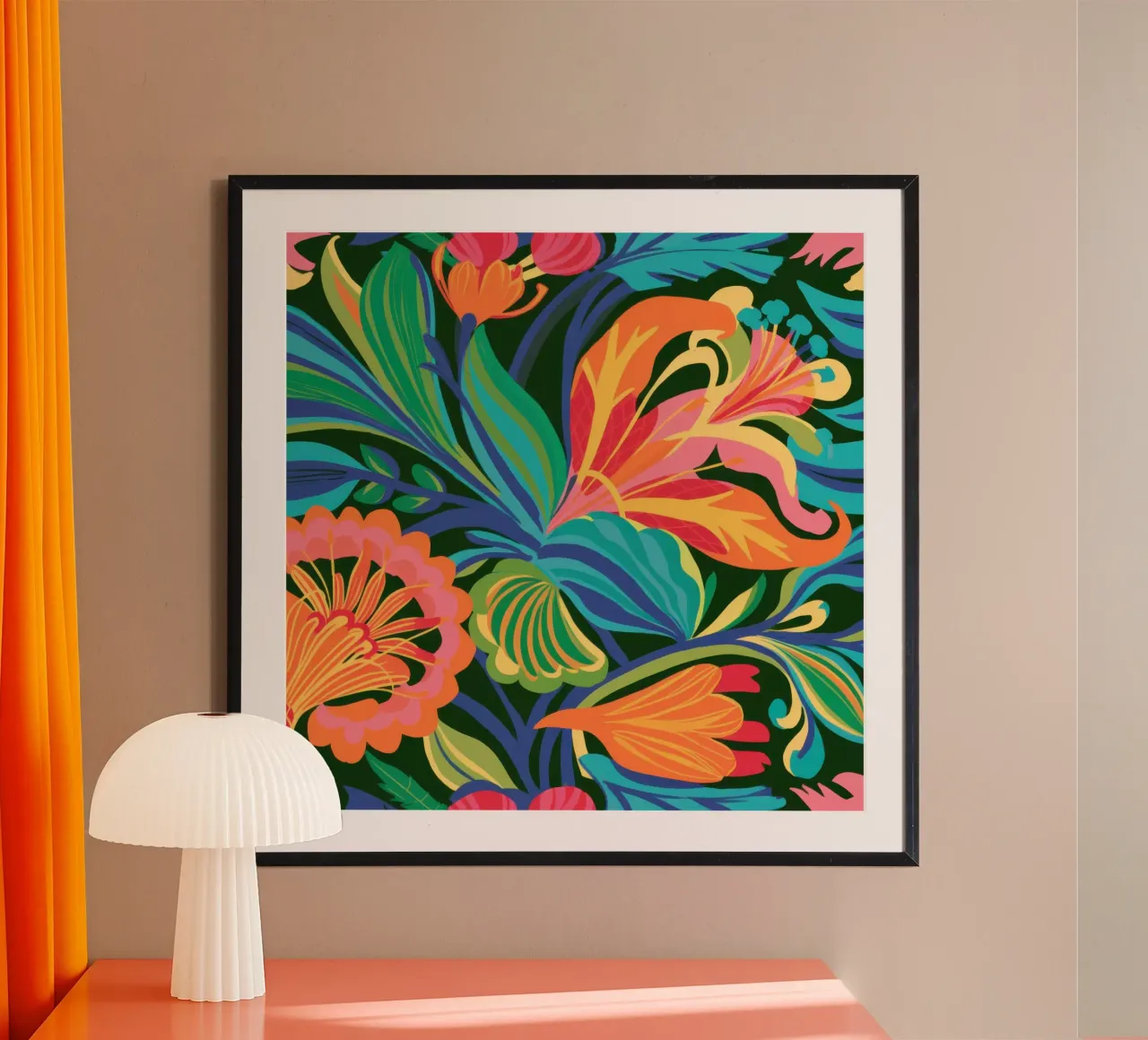 Danza floreale crepuscolare poster con telaio in alluminio da Echo Saber