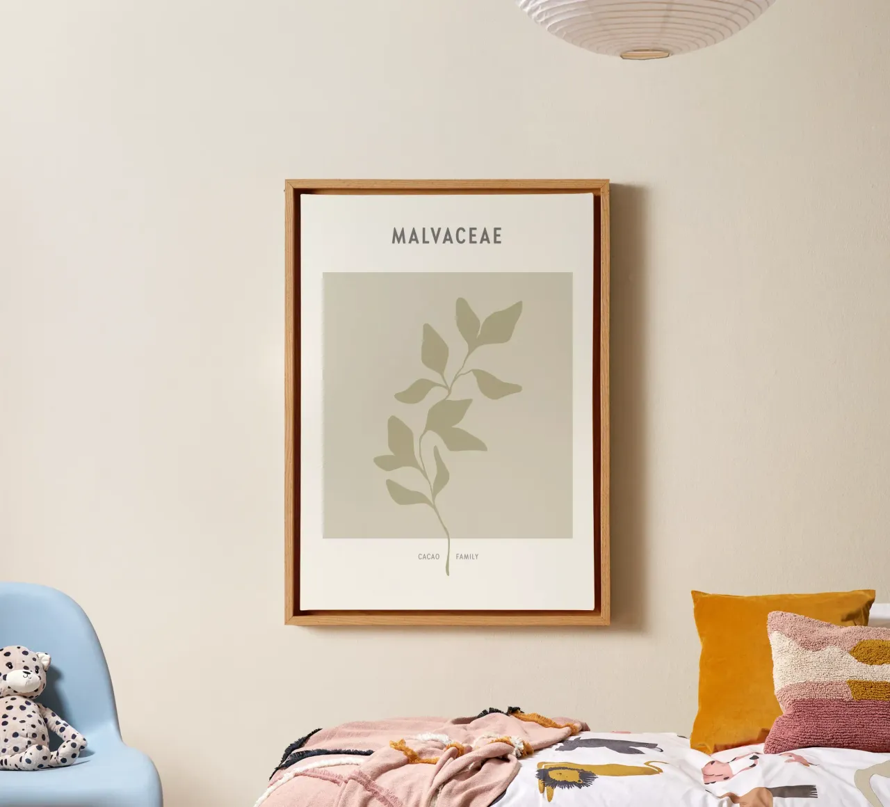 Boho Leaves 2 Malvaceae tela con Cornice a cassetta da Boho Print Collection