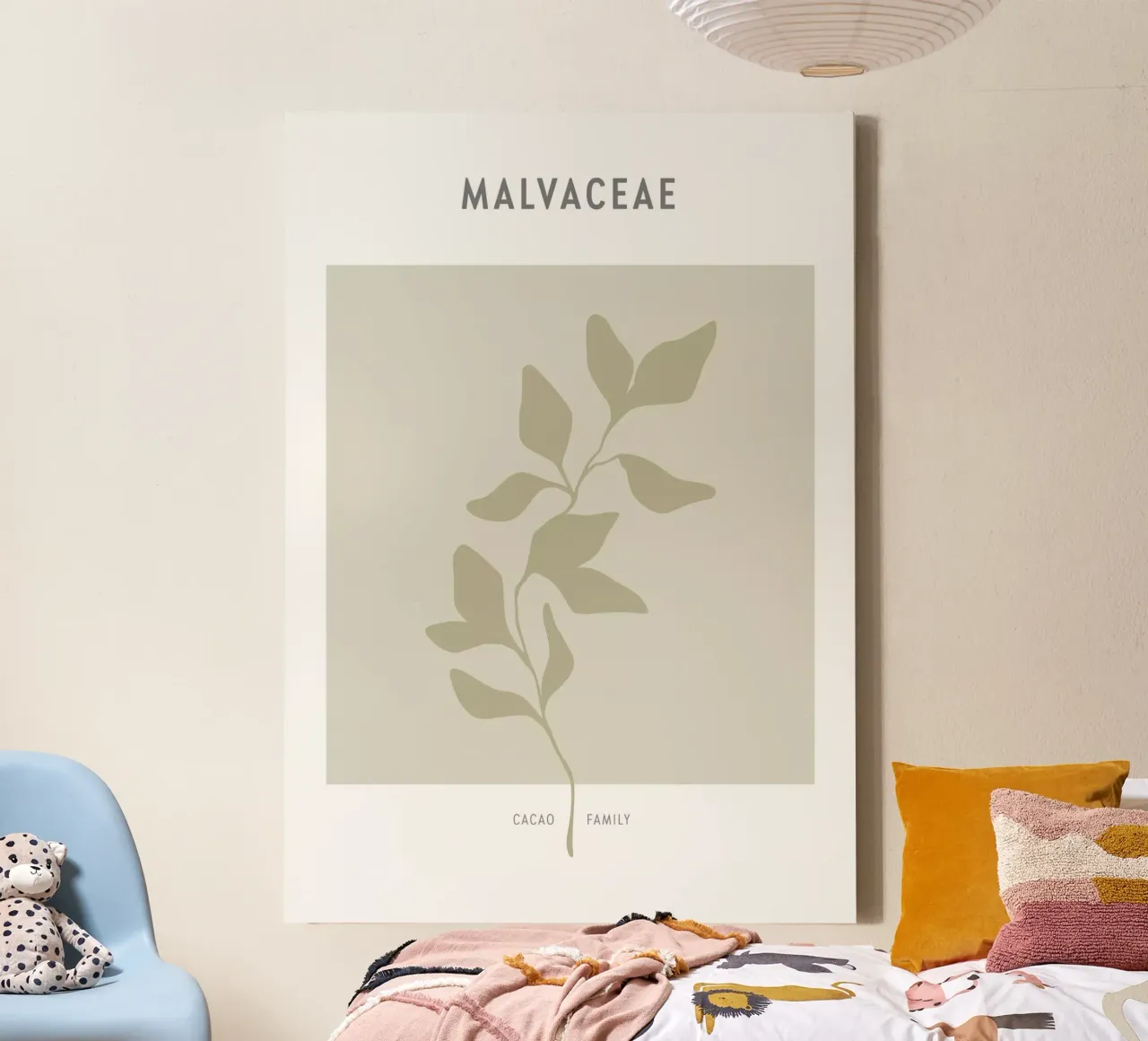 Boho Leaves 2 Malvaceae tela con Cornice a cassetta da Boho Print Collection