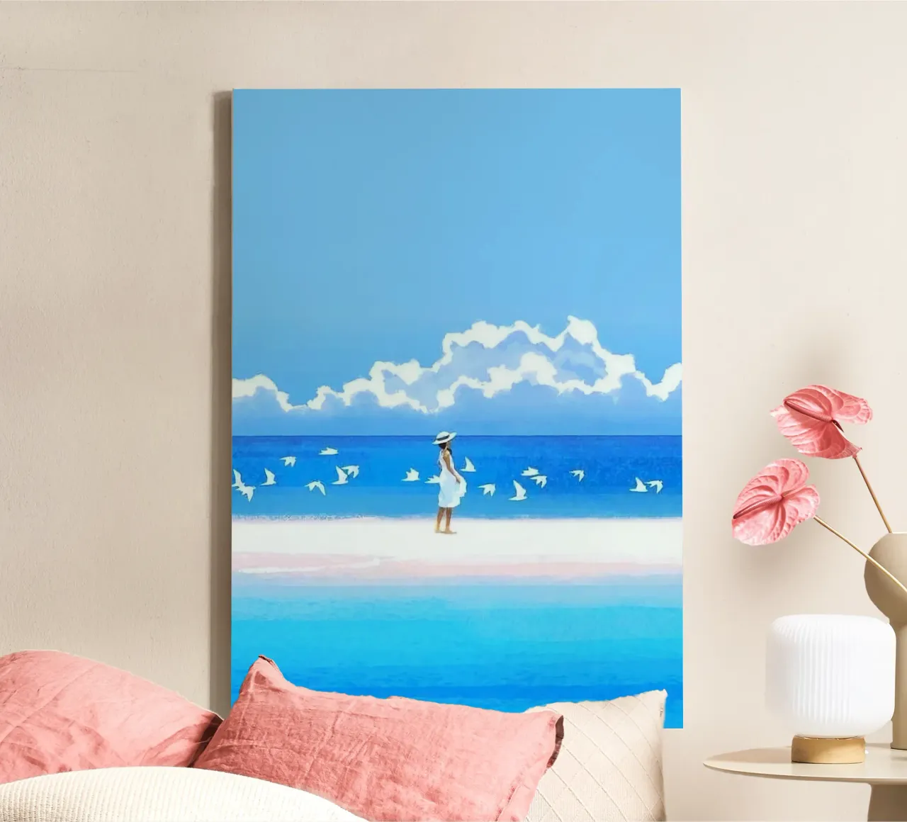 chill in sun with bird tela con Cornice a cassetta da sunity