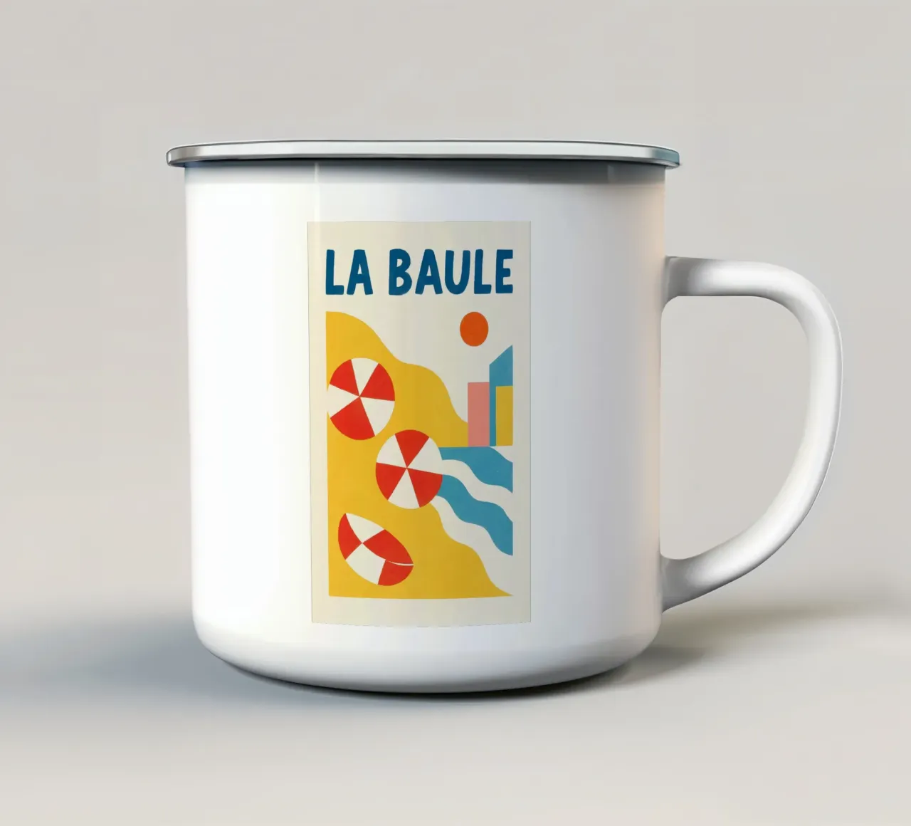Poster d'epoca La Baule - spiaggia, ombrelloni tazza in smalto da JETLAG | affiches voyage