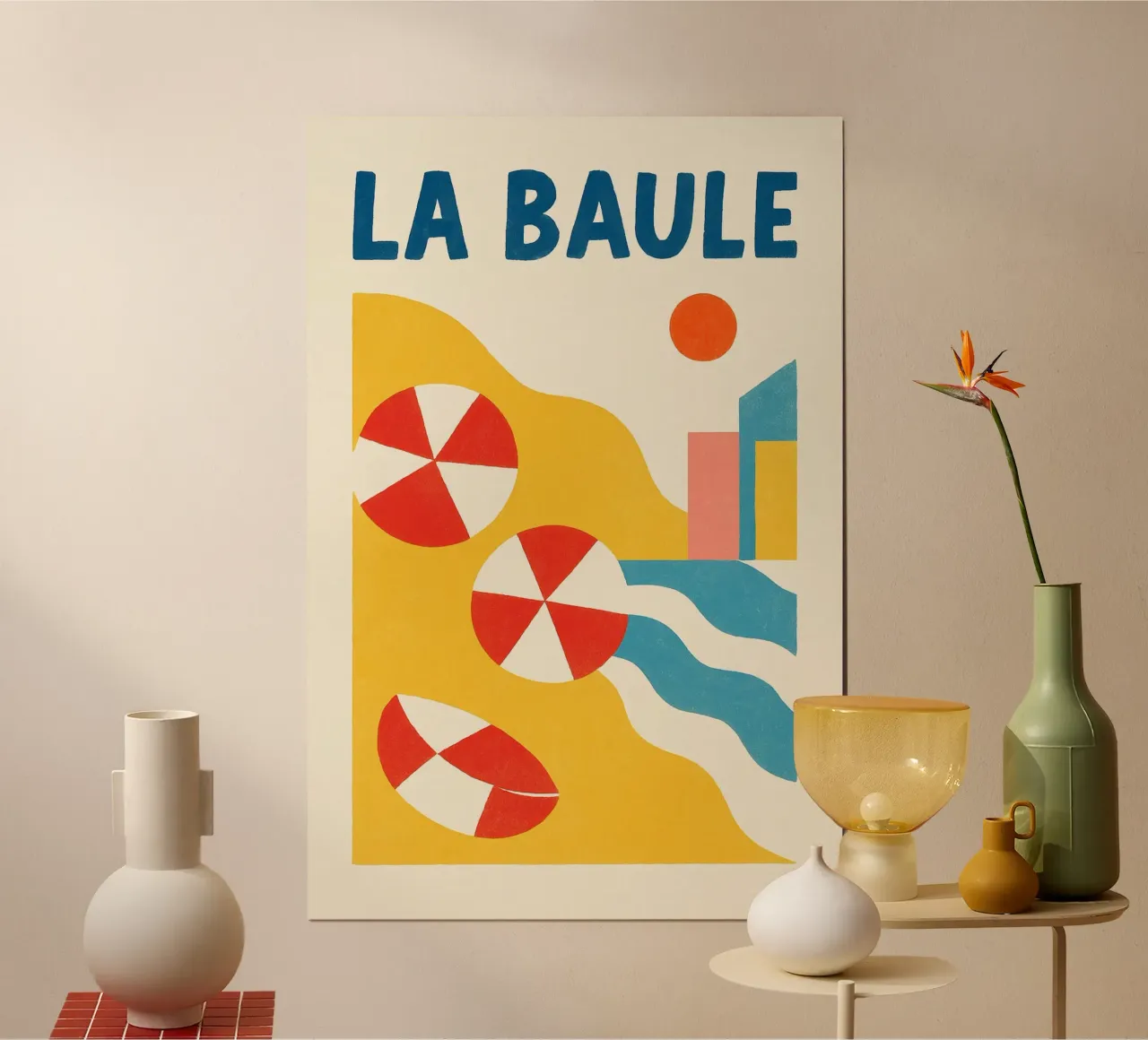 Poster d'epoca La Baule - spiaggia, ombrelloni poster con telaio in alluminio da JETLAG | affiches voyage