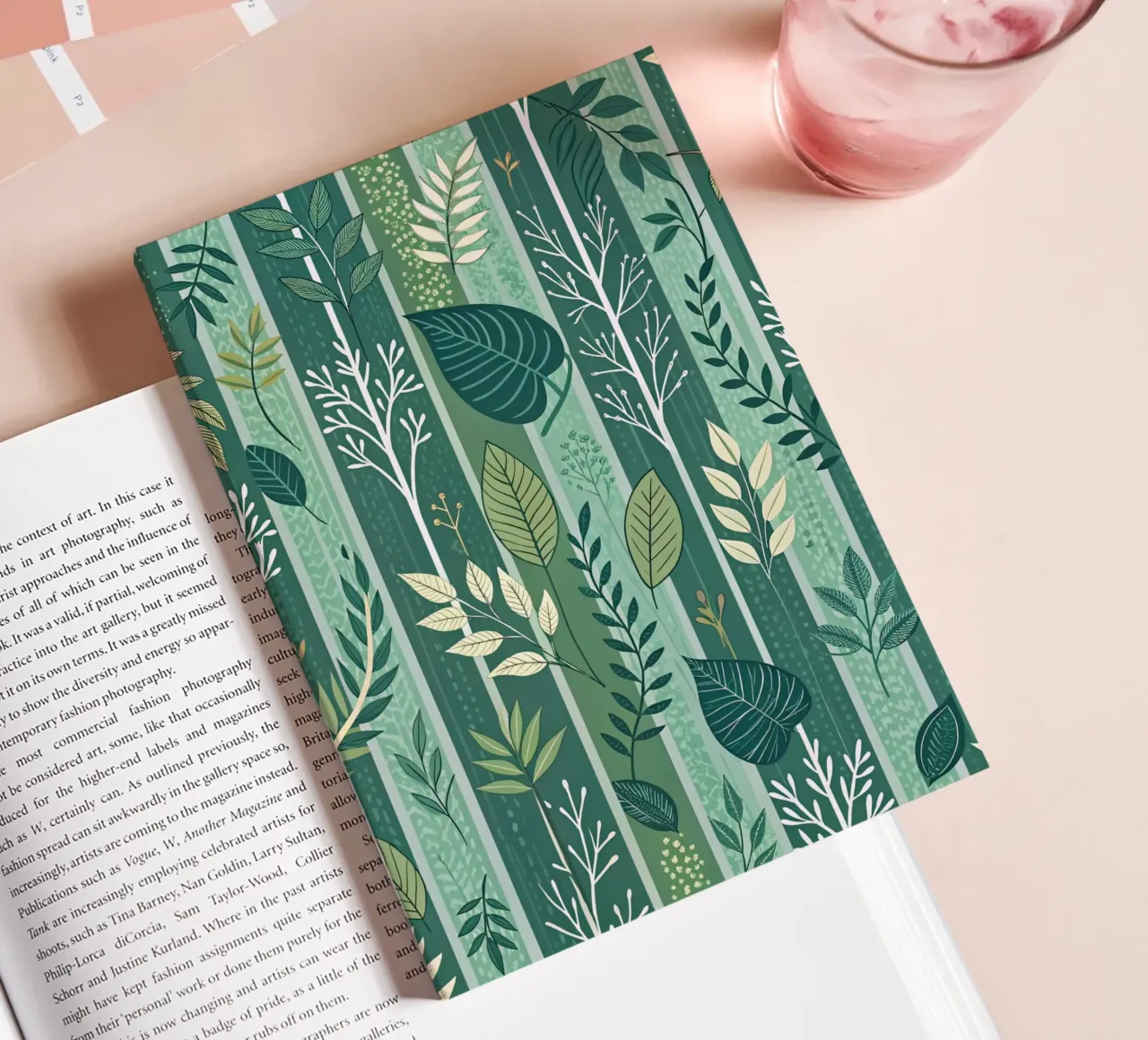 Elegance in Emerald: A Verdant Garden of Leafy Patterns notebook by Artistic-shop