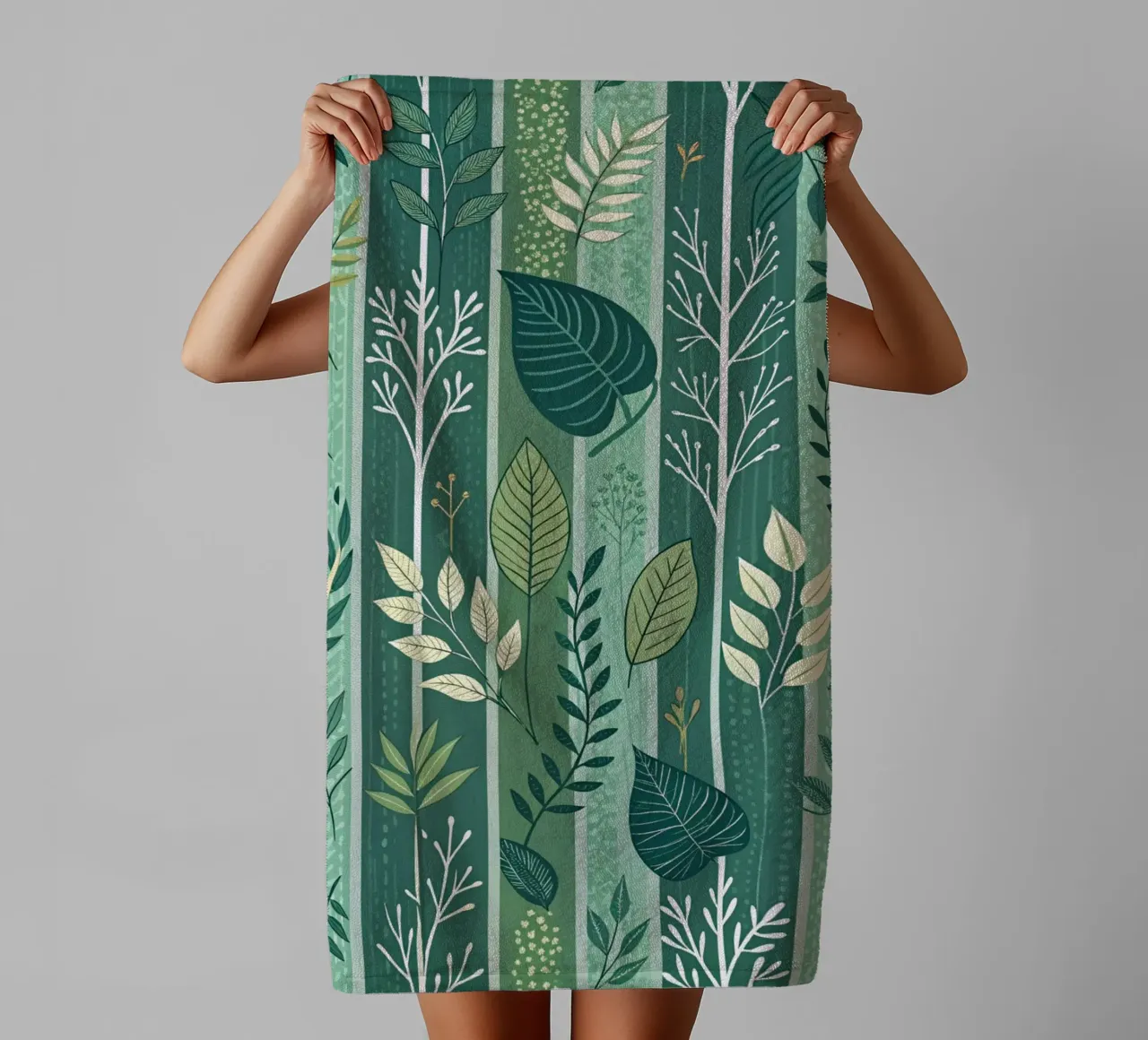 Elegance in Emerald: A Verdant Garden of Leafy Patterns towel by Artistic-shop