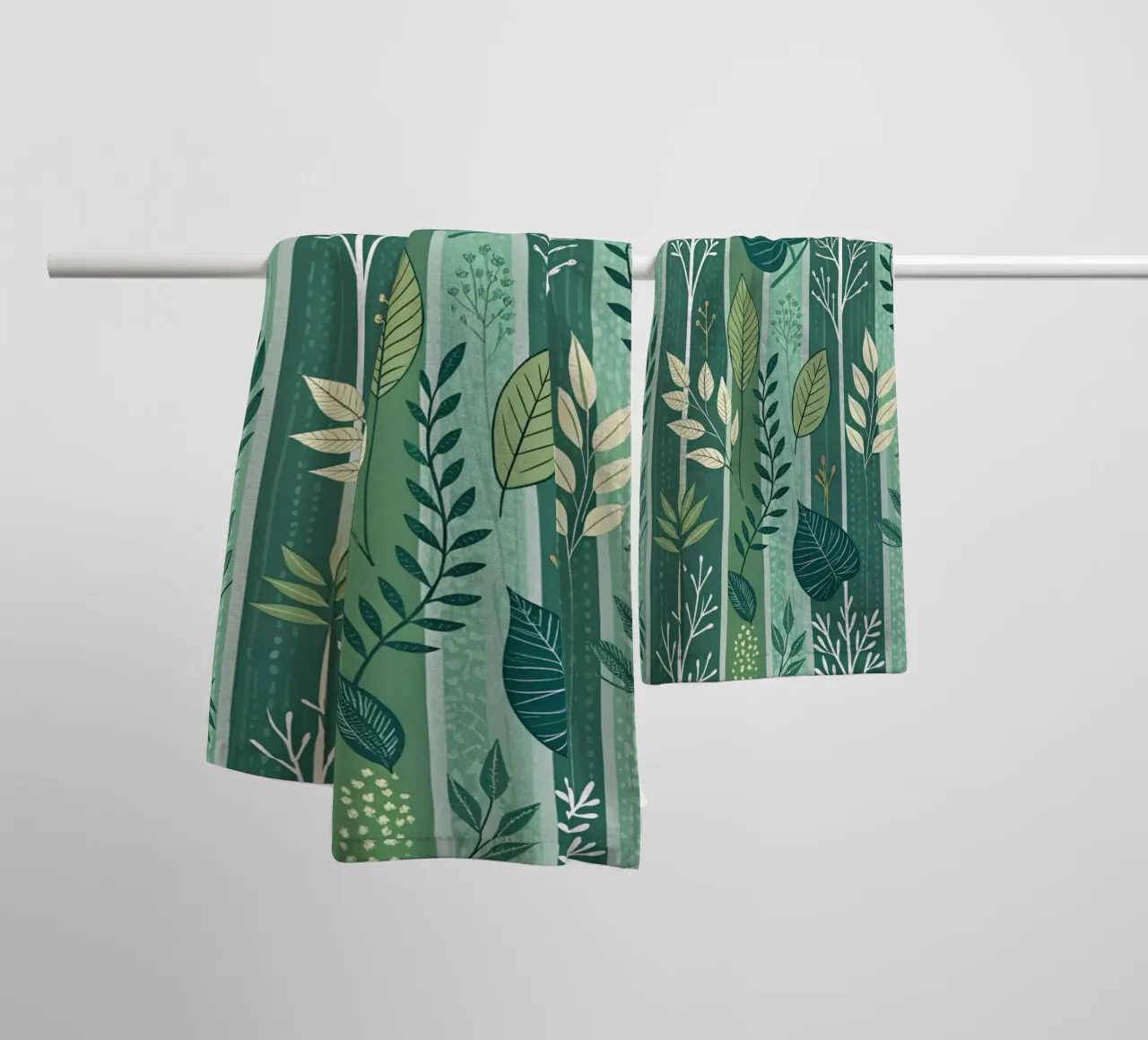 Elegance in Emerald: A Verdant Garden of Leafy Patterns towel by Artistic-shop
