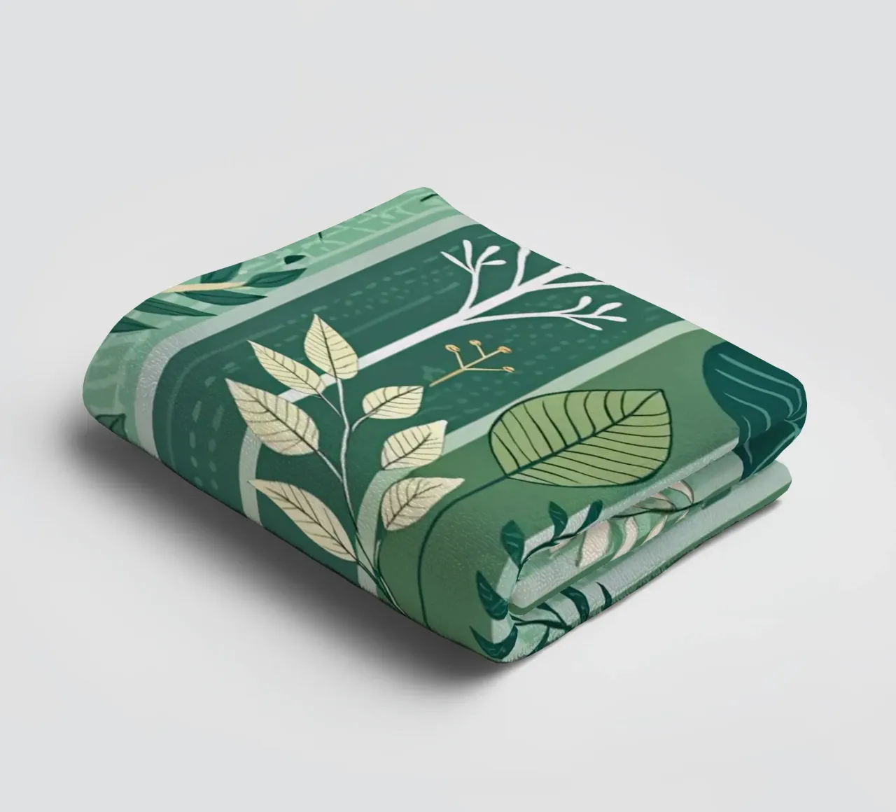 Elegance in Emerald: A Verdant Garden of Leafy Patterns towel by Artistic-shop