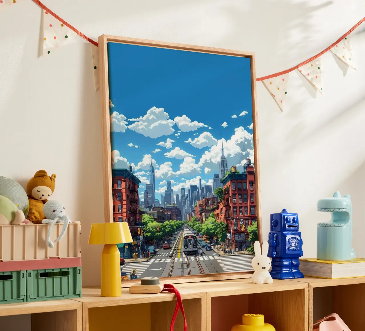 train on city canvas with Floater frame by sunity