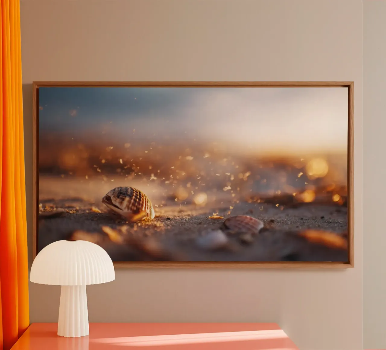 Bokeh Beach No 02 Leinwand mit Schattenfugenrahmen von treechild