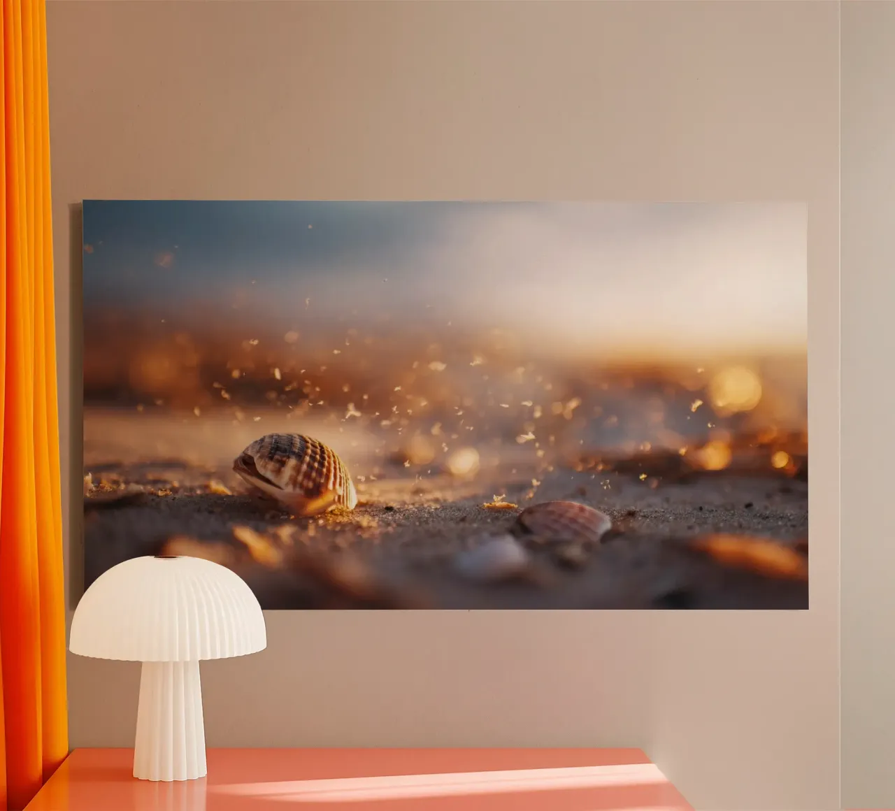 Bokeh Beach No 02 Leinwand mit Schattenfugenrahmen von treechild