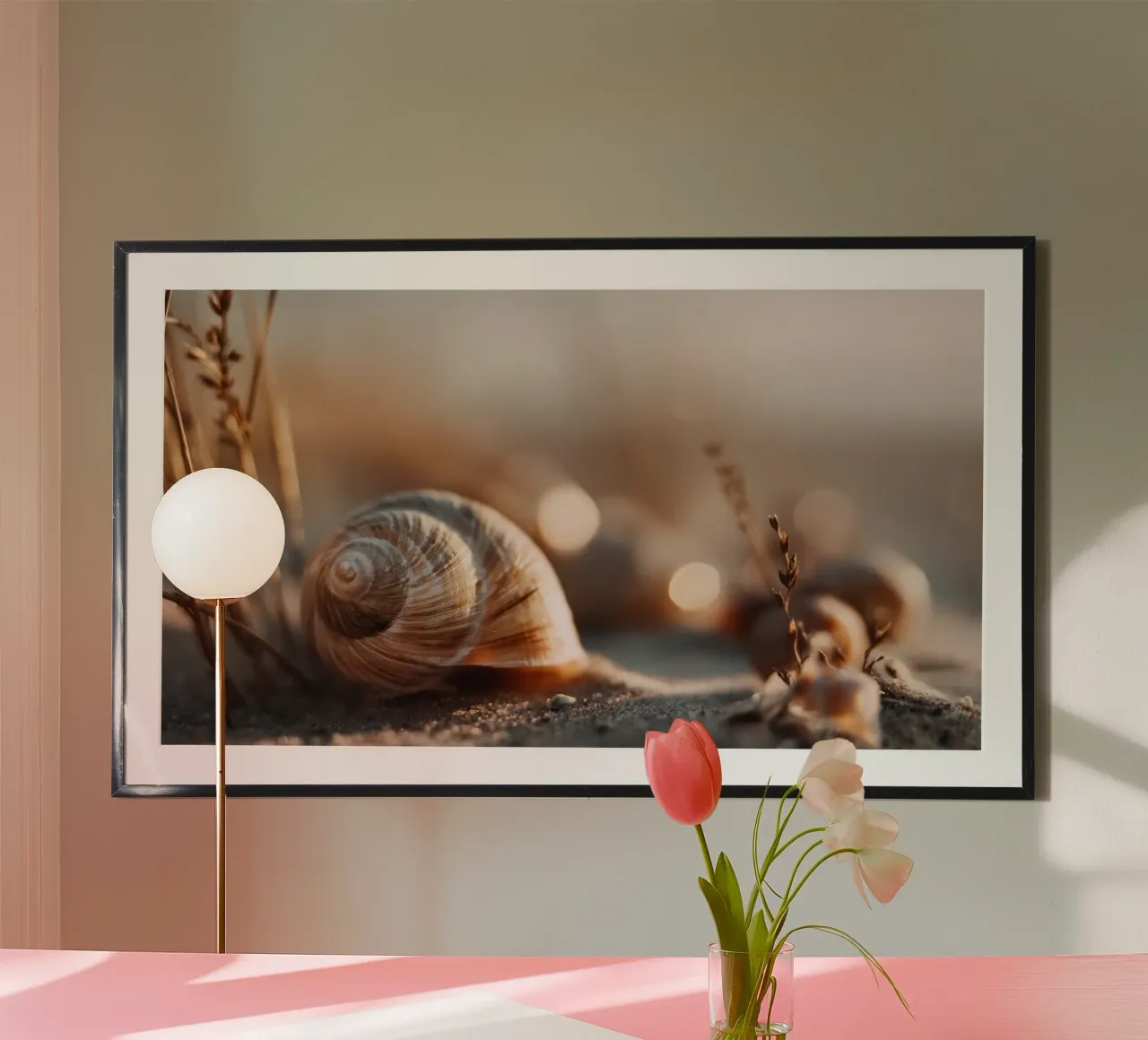 Bokeh Beach No 03 poster con telaio in alluminio da treechild