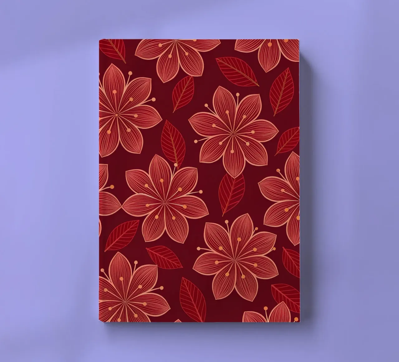Ruby Red & Gold Floral Blossom Seamless Pattern notebook by Artistic-shop