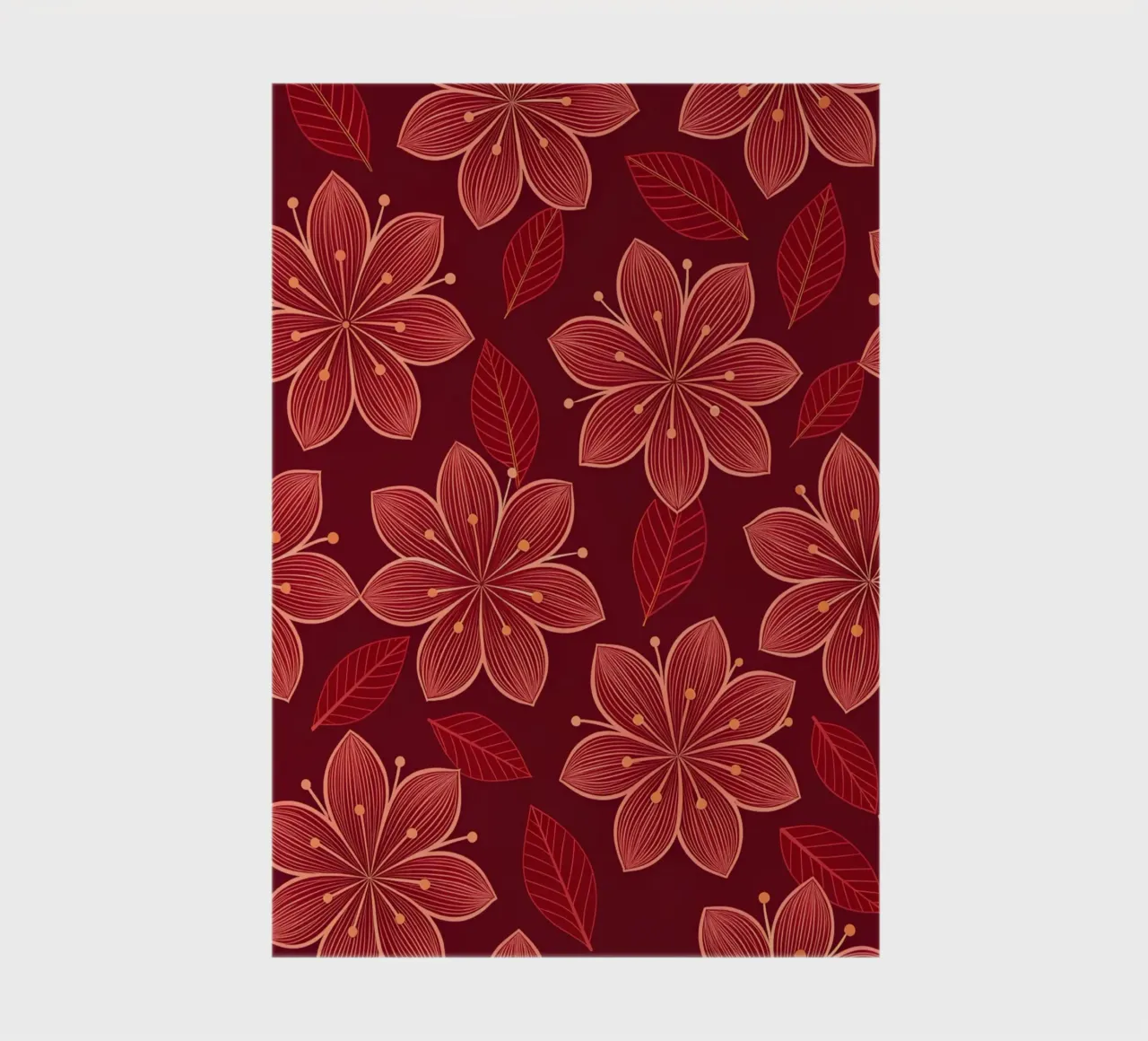 Ruby Red & Gold Floral Blossom Seamless Pattern notebook by Artistic-shop