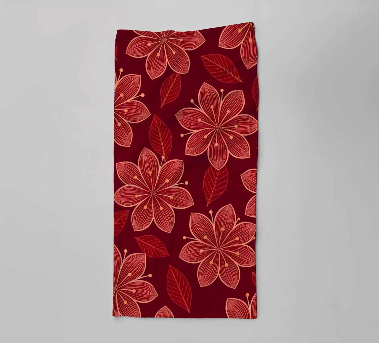 Ruby Red & Gold Floral Blossom Seamless Pattern towel by Artistic-shop