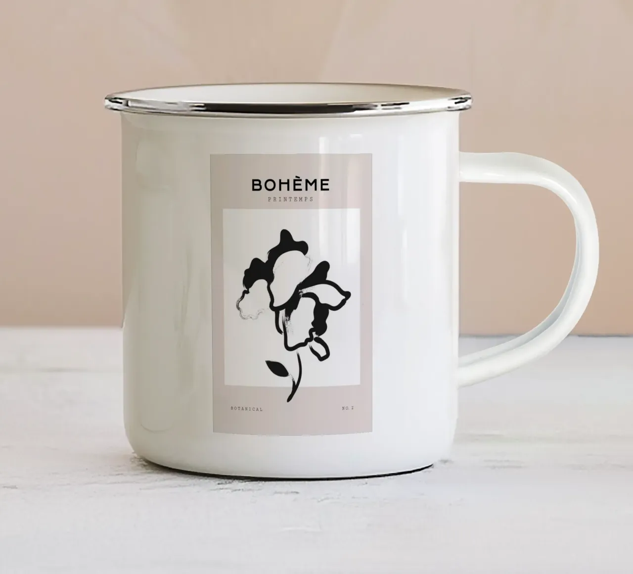 Boho Bohemian 1 Poppy tazza in smalto da Boho Print Collection