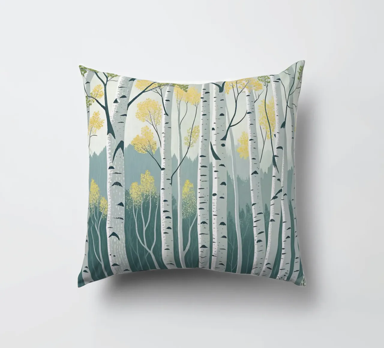 Bosco di betulle incantato: Una foresta scintillante d'argento e d'oro cuscino da Artistic-shop