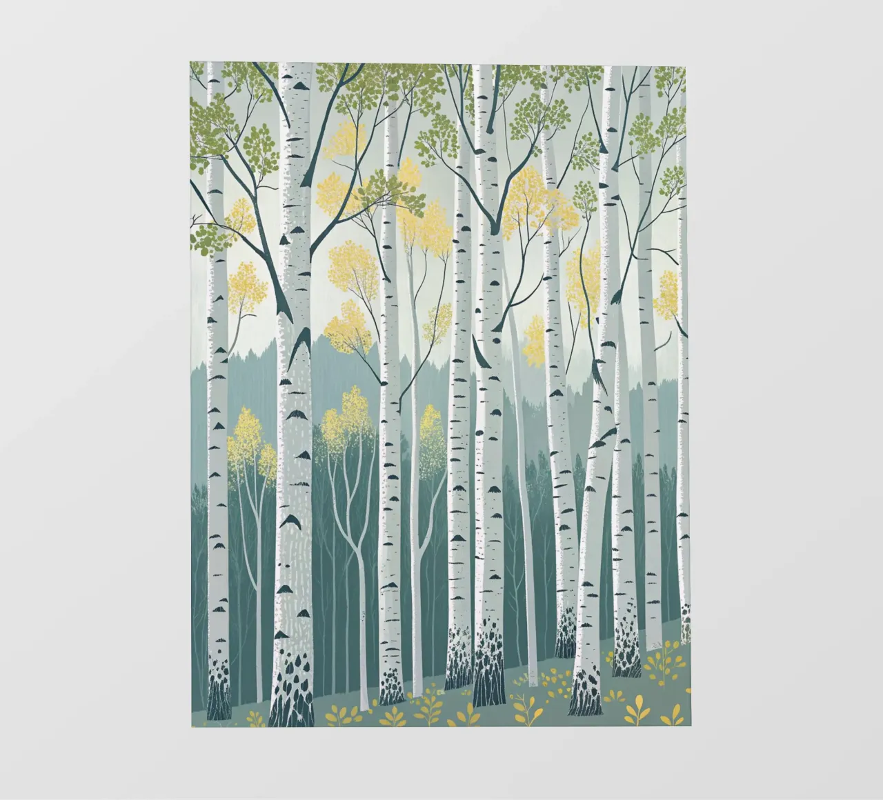 Bosco di betulle incantato: Una foresta scintillante d'argento e d'oro pellicola backlit da Artistic-shop