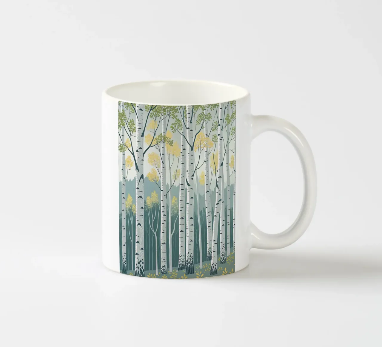 Bosco di betulle incantato: Una foresta scintillante d'argento e d'oro tazza in ceramica da Artistic-shop