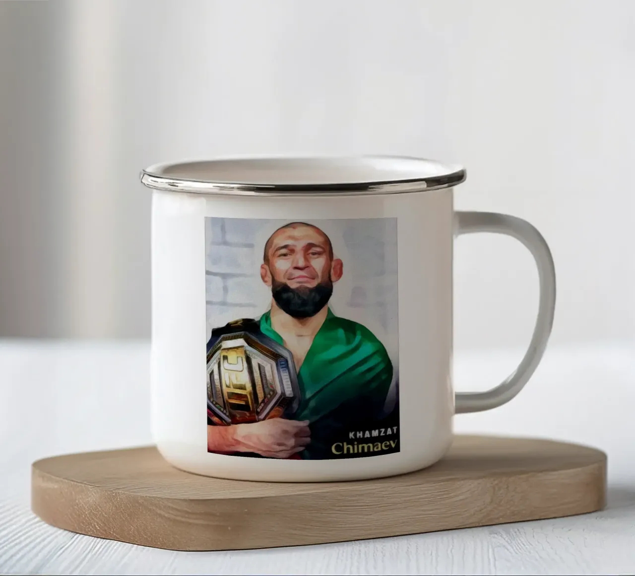 Khamzat Chimaev Campione UFC 2025 tazza in smalto da dan band