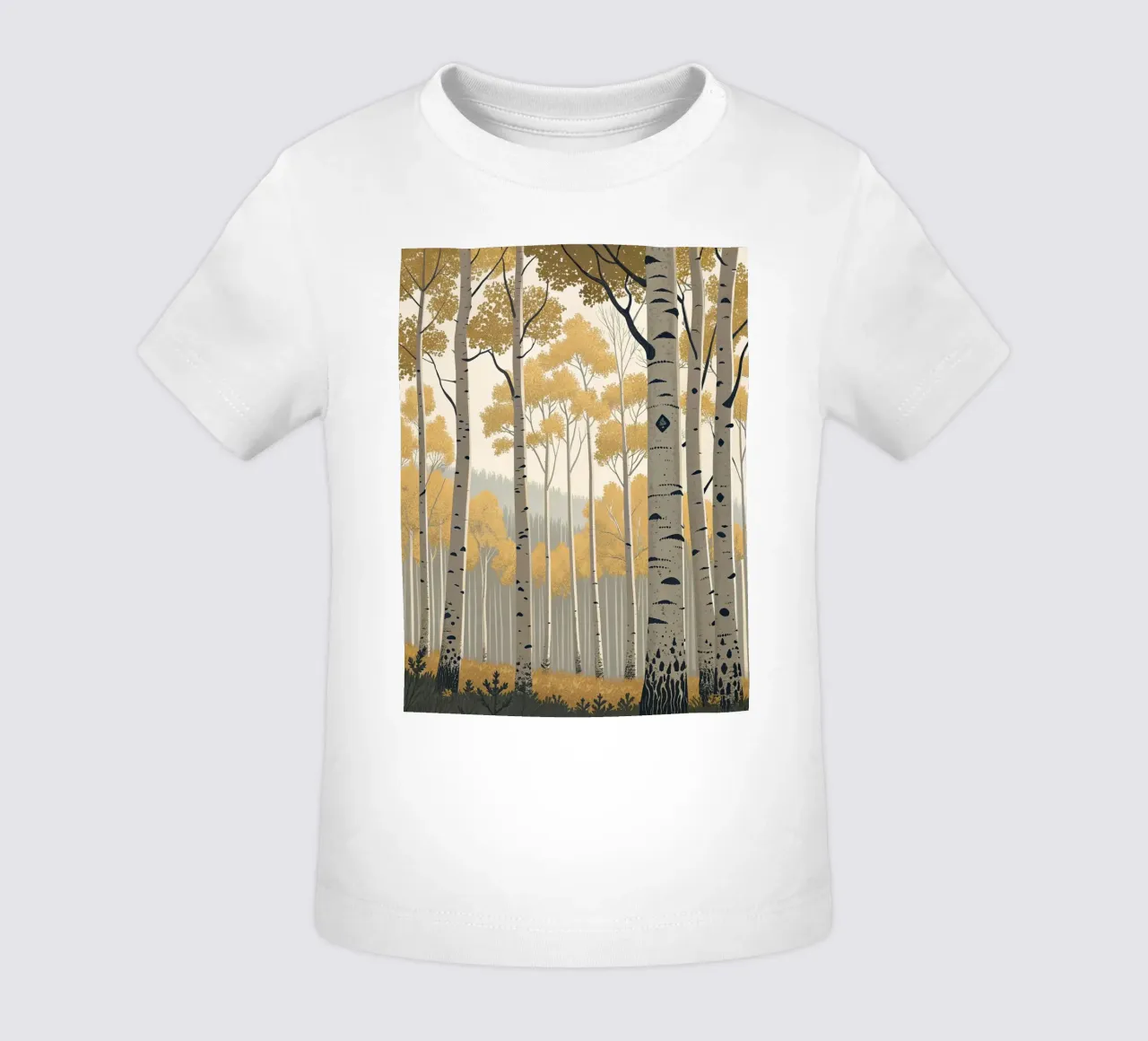 Un boschetto di Aspen dorati in autunno: Un digitale sereno e moderno maglietta neonato da Artistic-shop