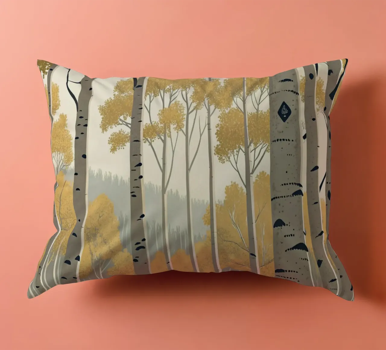 Un boschetto di Aspen dorati in autunno: Un digitale sereno e moderno cuscino da Artistic-shop
