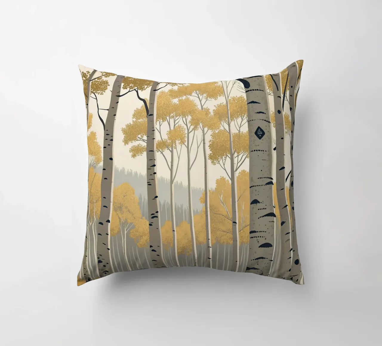 Un boschetto di Aspen dorati in autunno: Un digitale sereno e moderno cuscino da Artistic-shop