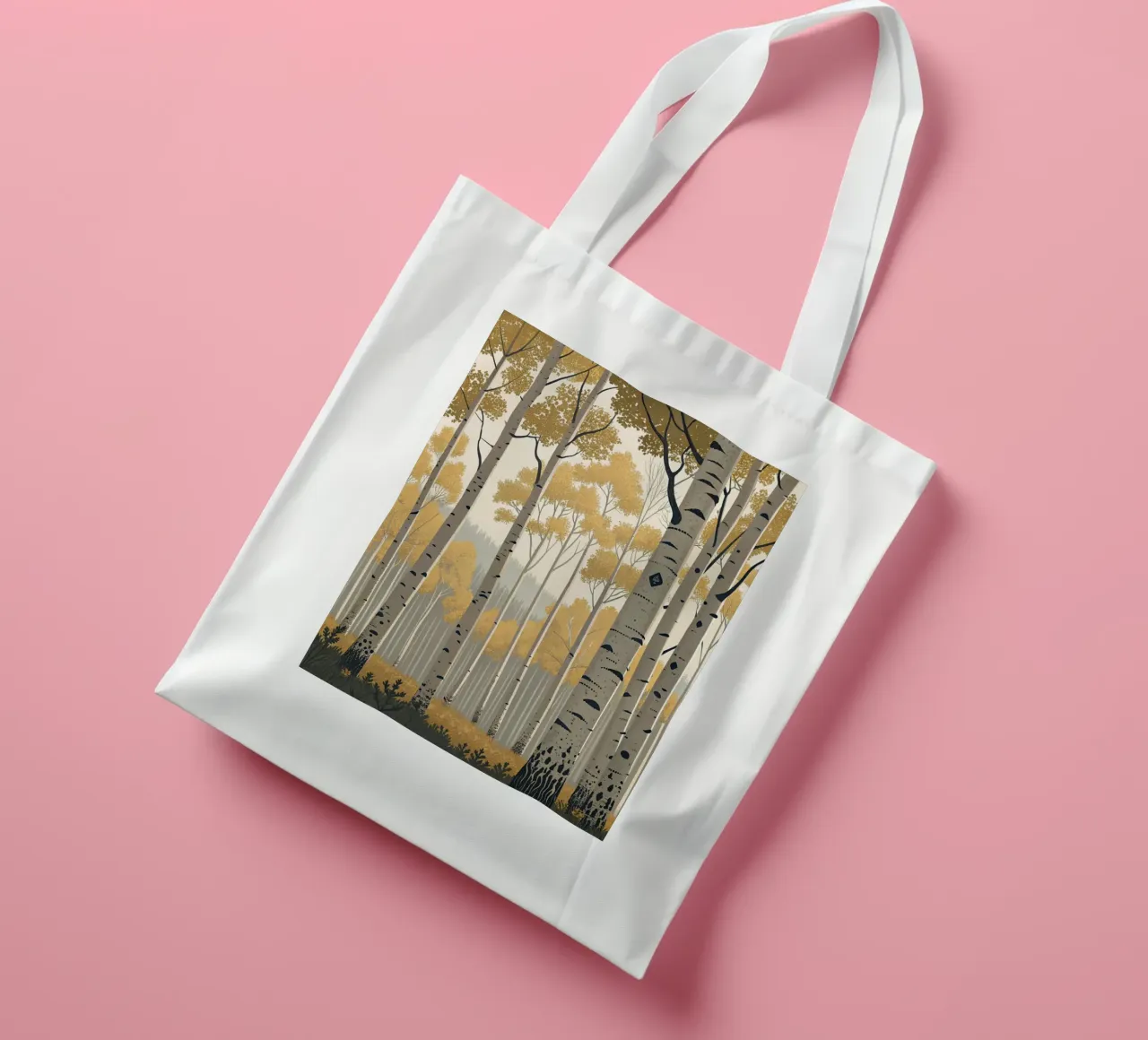 Un boschetto di Aspen dorati in autunno: Un digitale sereno e moderno borsa in juta da Artistic-shop