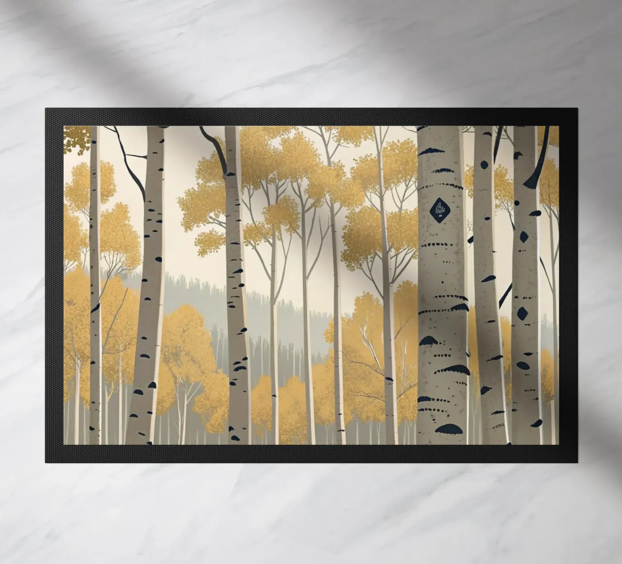 Un boschetto di Aspen dorati in autunno: Un digitale sereno e moderno zerbino da Artistic-shop
