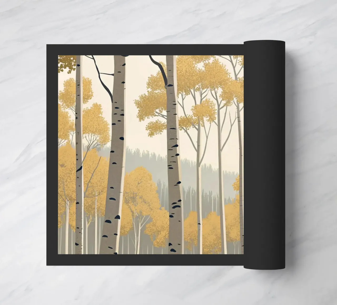 Un boschetto di Aspen dorati in autunno: Un digitale sereno e moderno zerbino da Artistic-shop